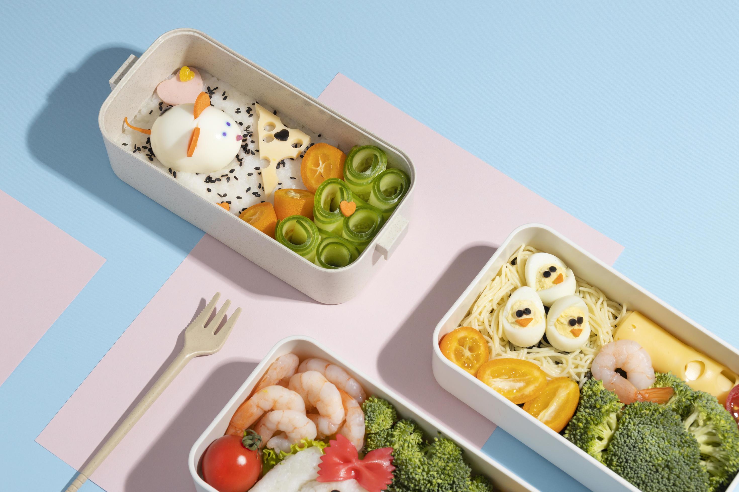 Top view composition food Japanese bento box Stock Free