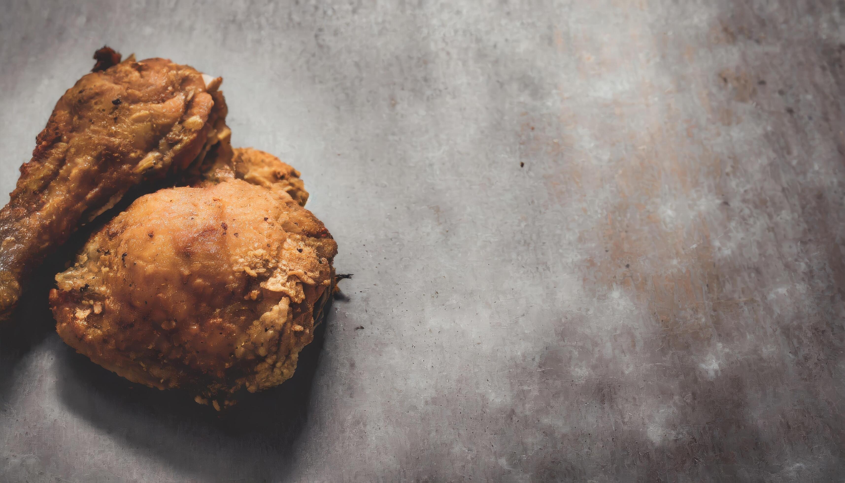 Copy Space image of Classic Southern Fried Chicken on dark background. Stock Free