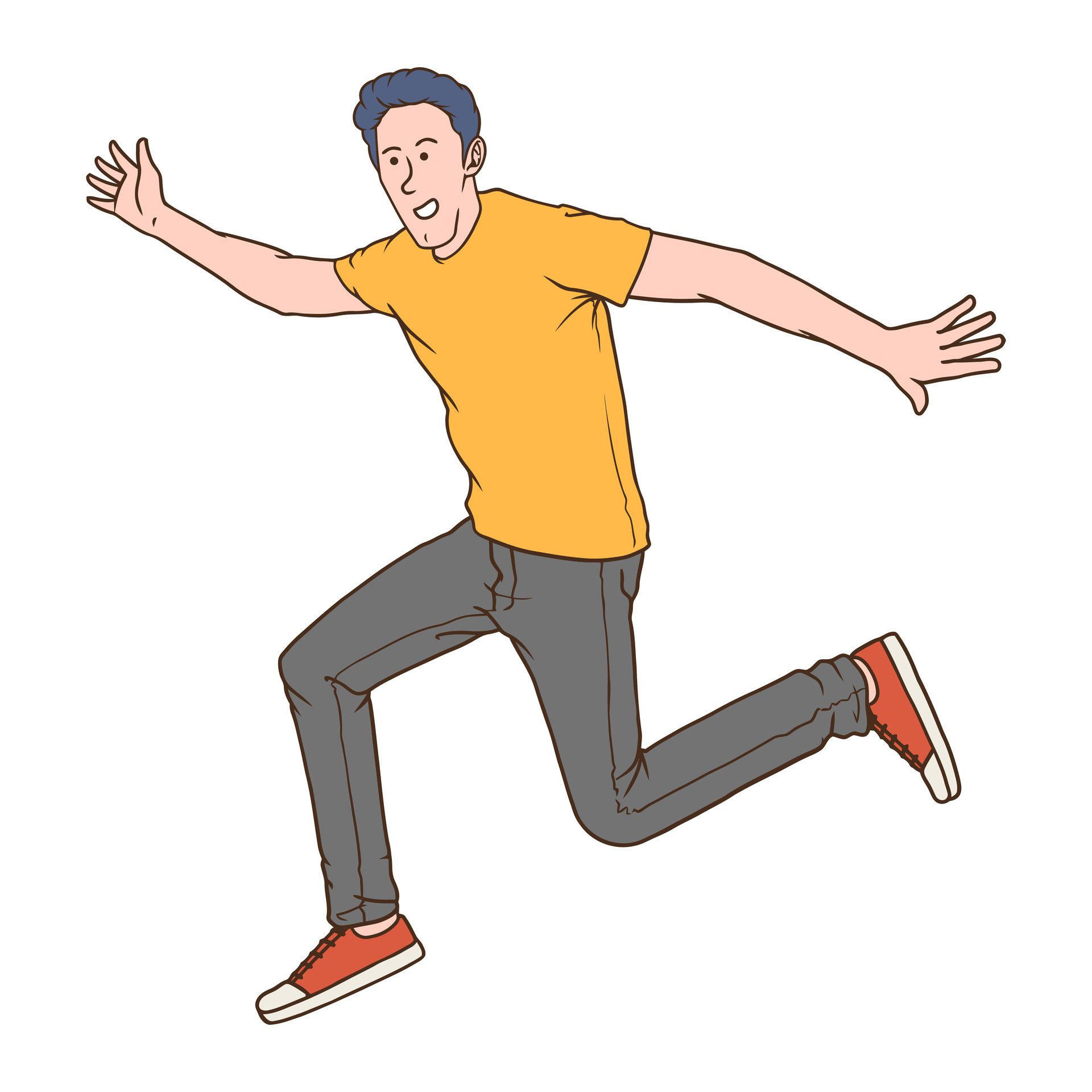 Happy jumping boy cartoon illustration Free Vector