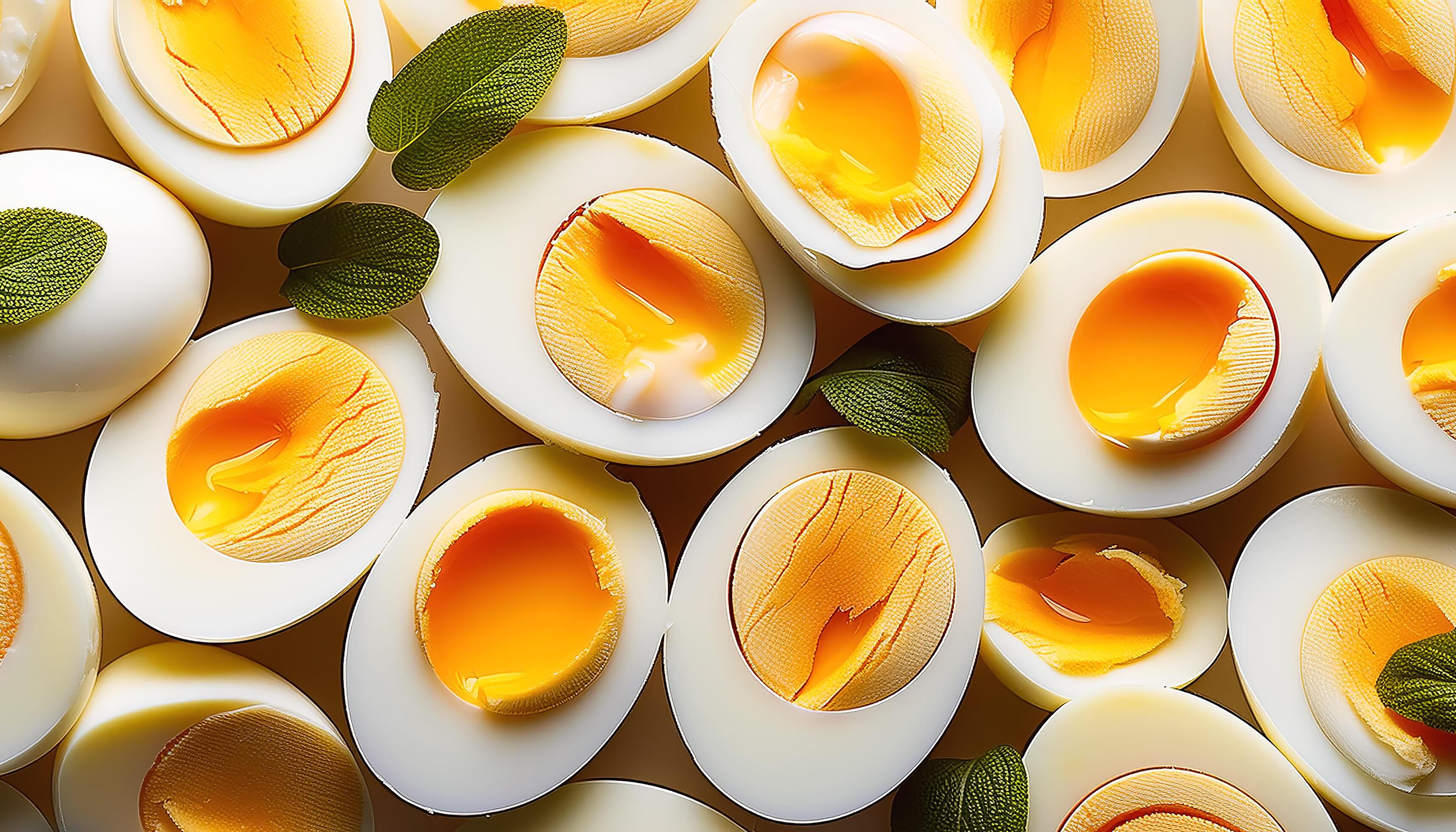 Photo a boiled egg. Pattern texture background. Stock Free