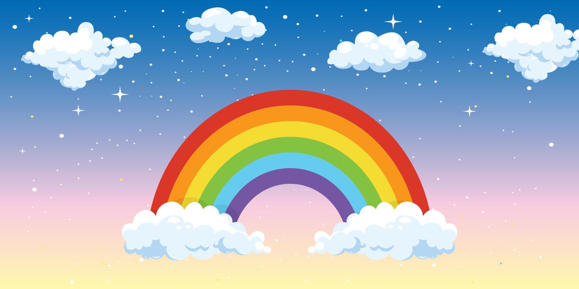 Color Rainbow With Clouds and star, With Gradient Mesh, Vector Illustration Stock Free