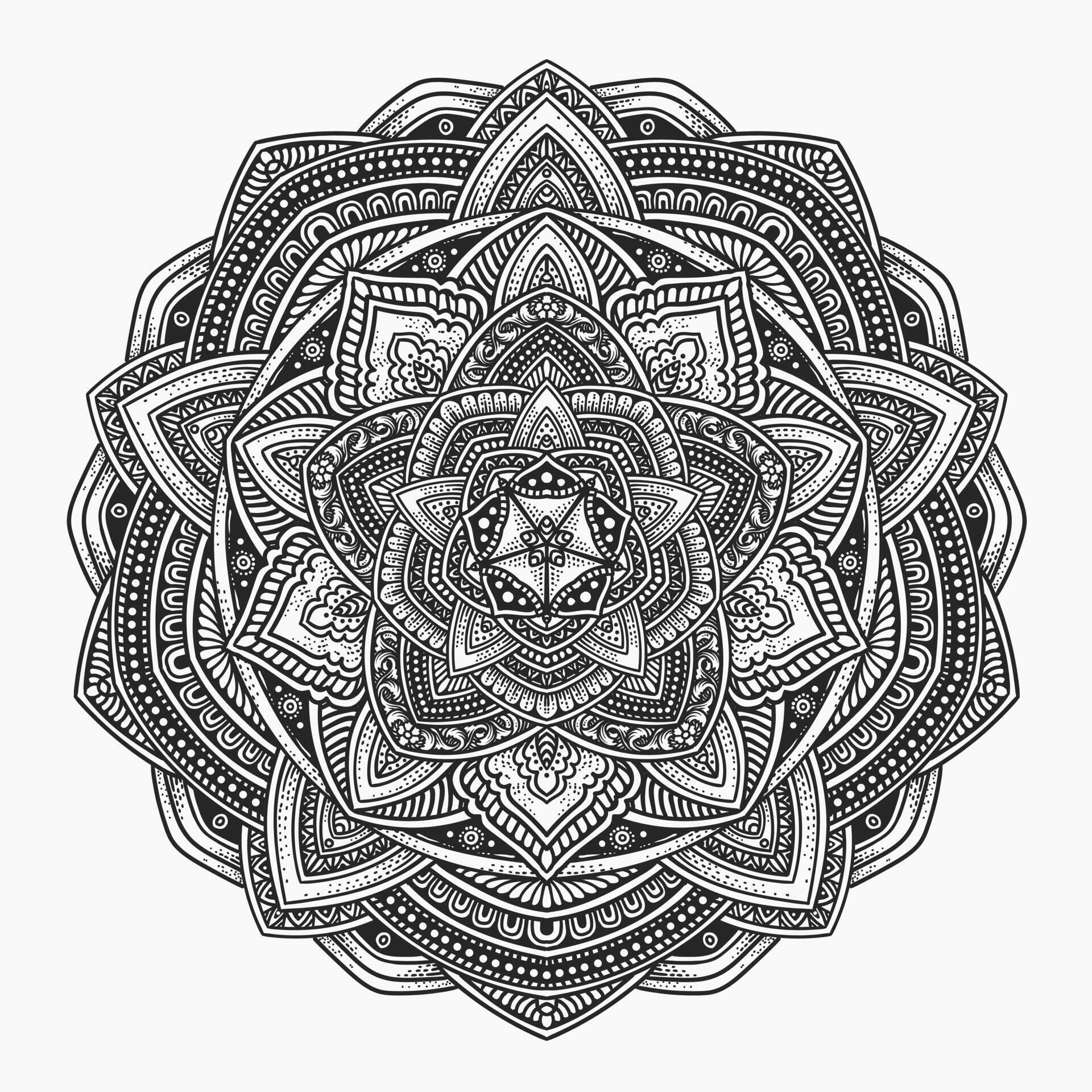 Beautiful floral pattern mandala art isolated on a black background – Eps 10 Stock Free