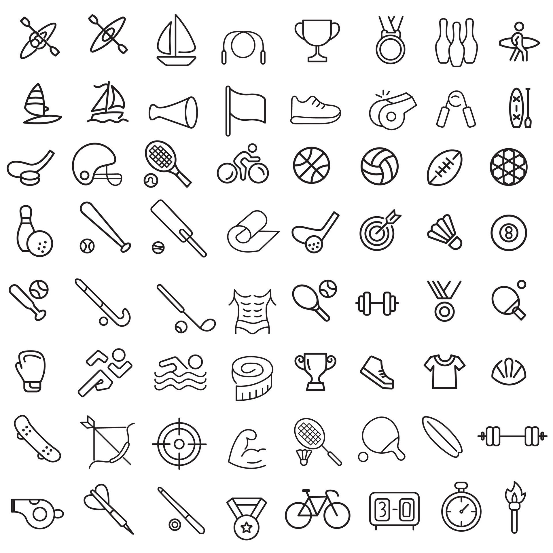 Sports icon set. Shapes Sports, Sports icon collection, Active lifestyle people and icon set, runners active lifestyle icons. Free Vector