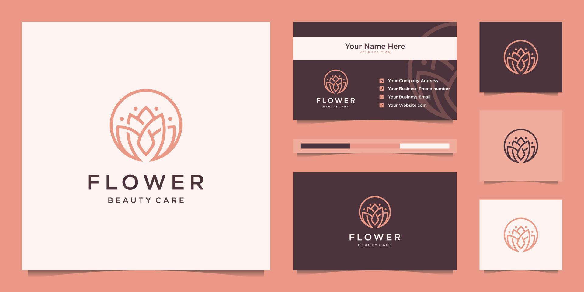 lotus flower beauty linear logo design and business card Stock Free and Free SVG