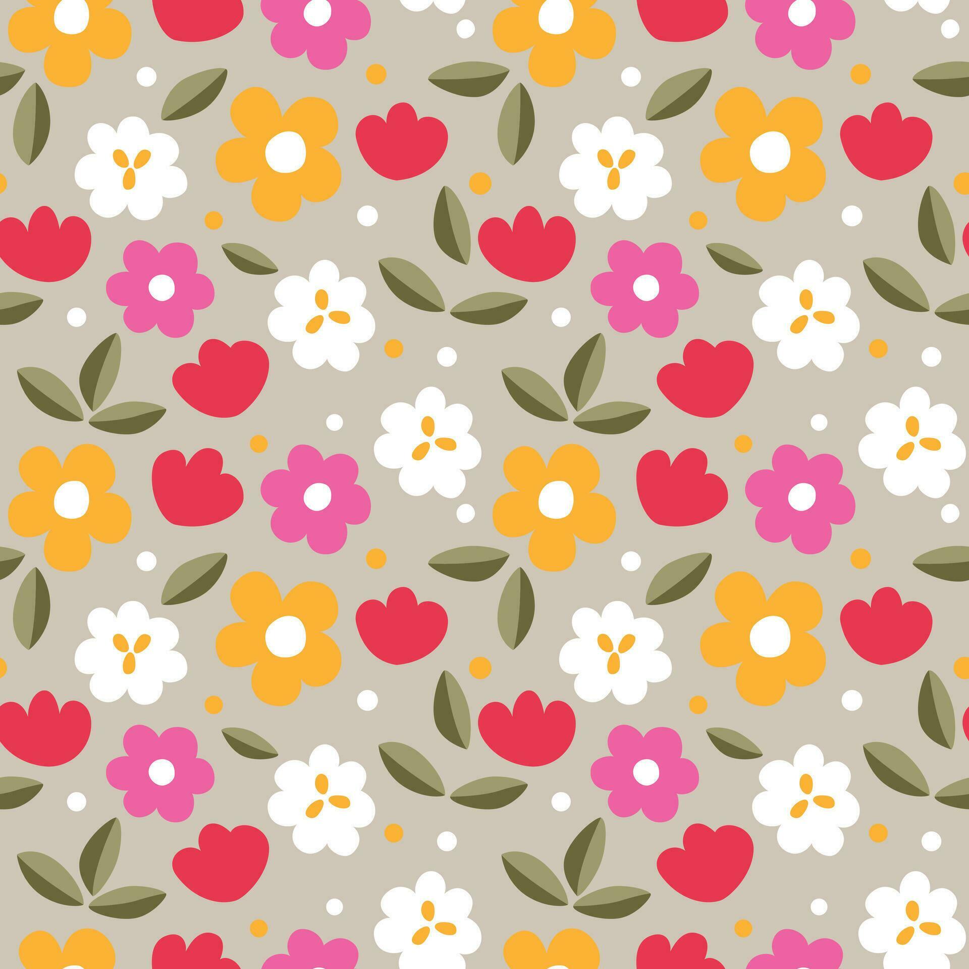 Seamless flower pattern, Flower flat textile vector pattern, Stock Free