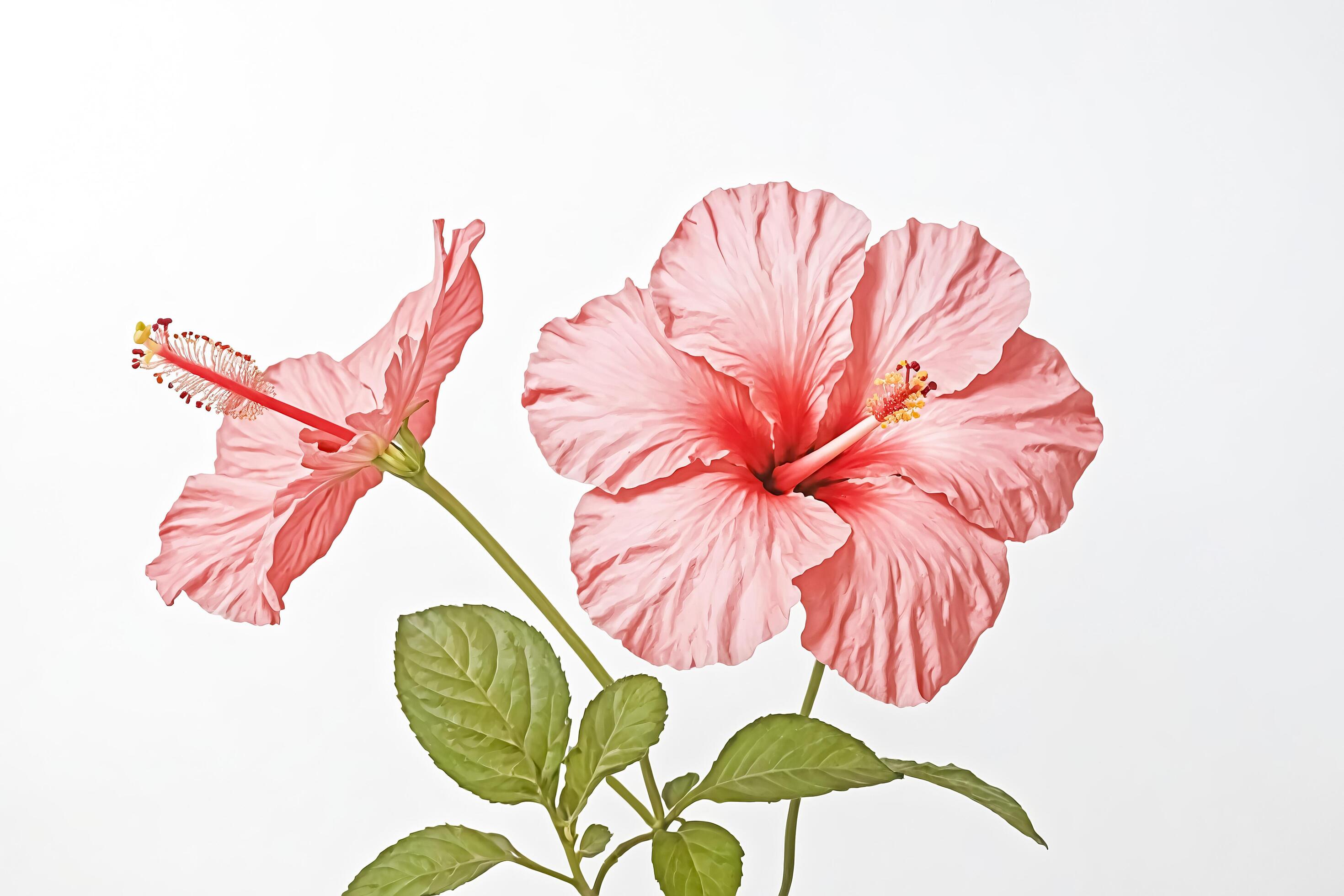 Pink Hibiscus Flower On White Background Stock Free