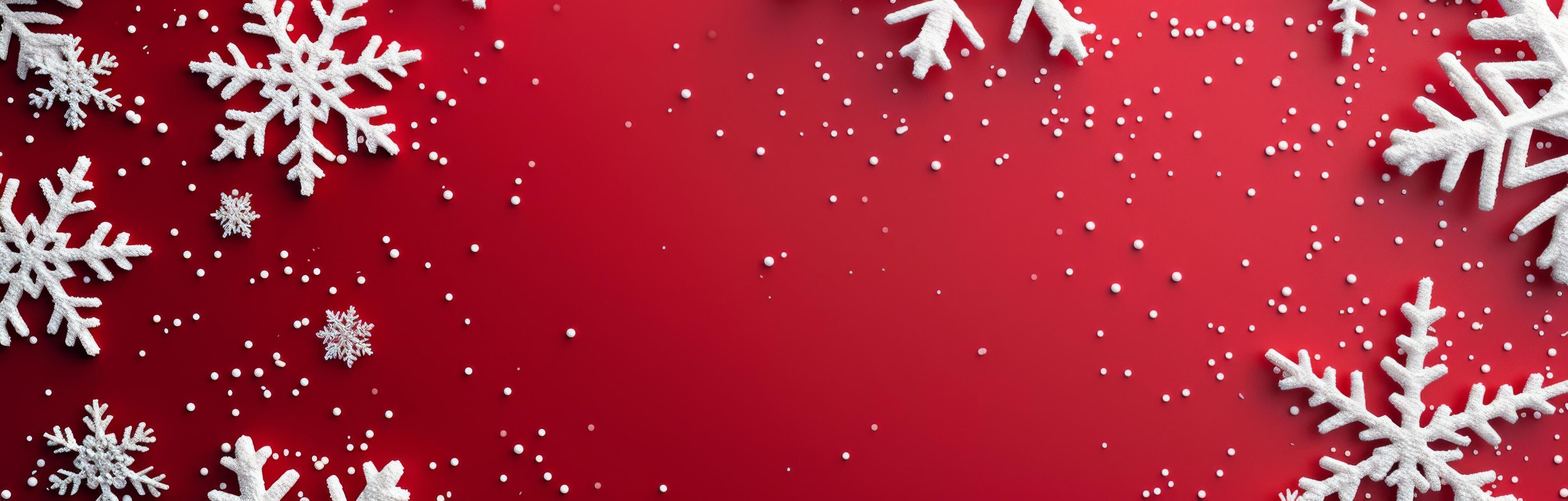 Snowflakes on Red Background With Snowfall Stock Free