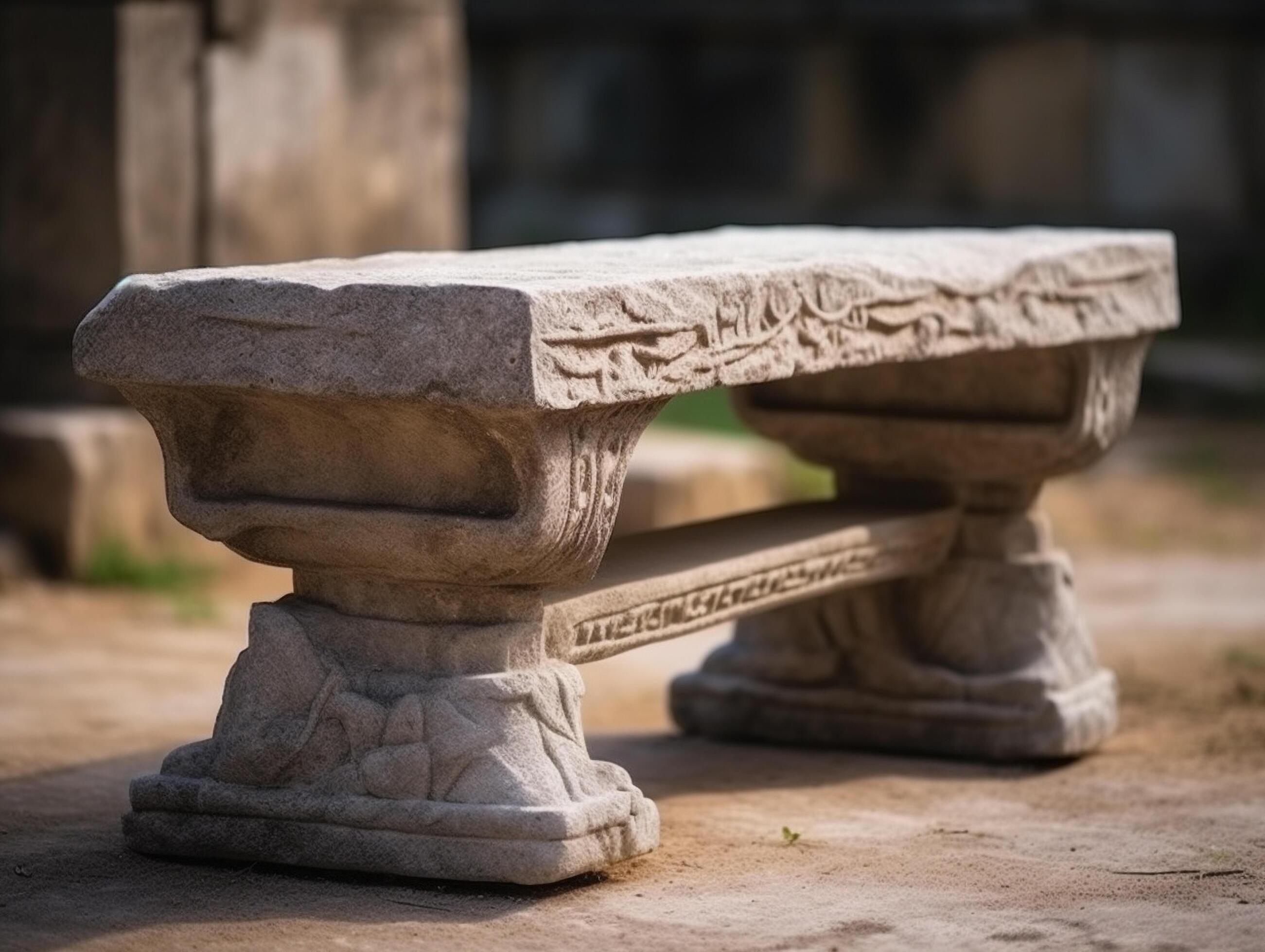 Stone furniture with classical ornaments Stock Free