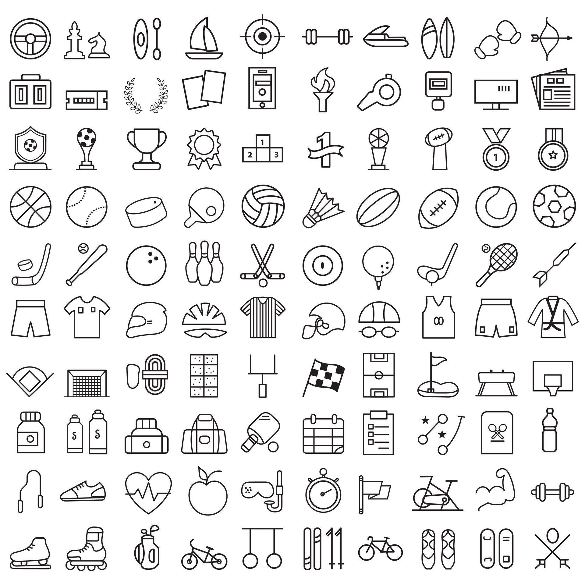 Sports icon set. Shapes Sports, Sports icon collection, Active lifestyle people and icon set, runners active lifestyle icons. Free Vector