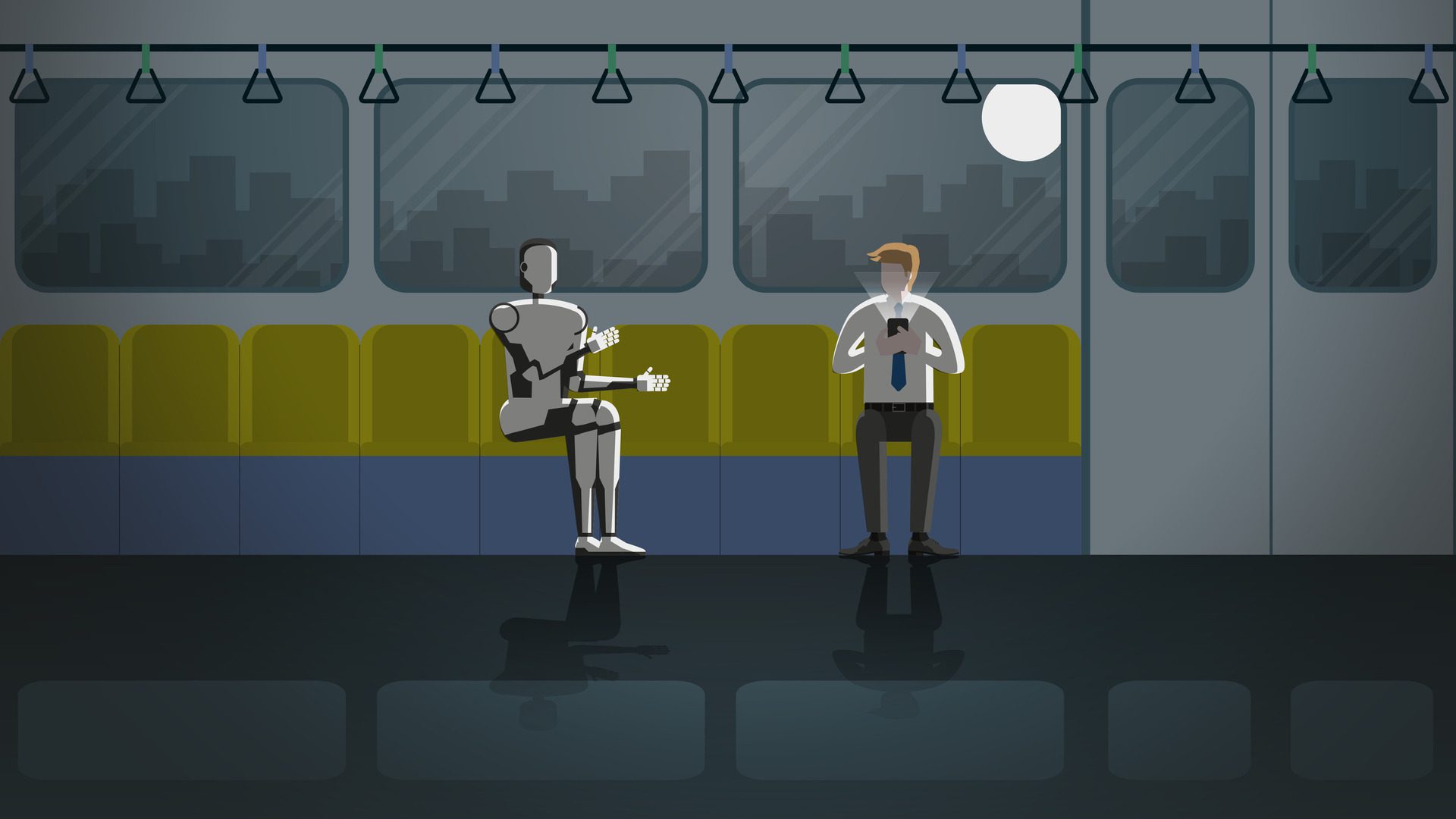 In the future, cyborgs will be a part of people’s daily life. Free Vector