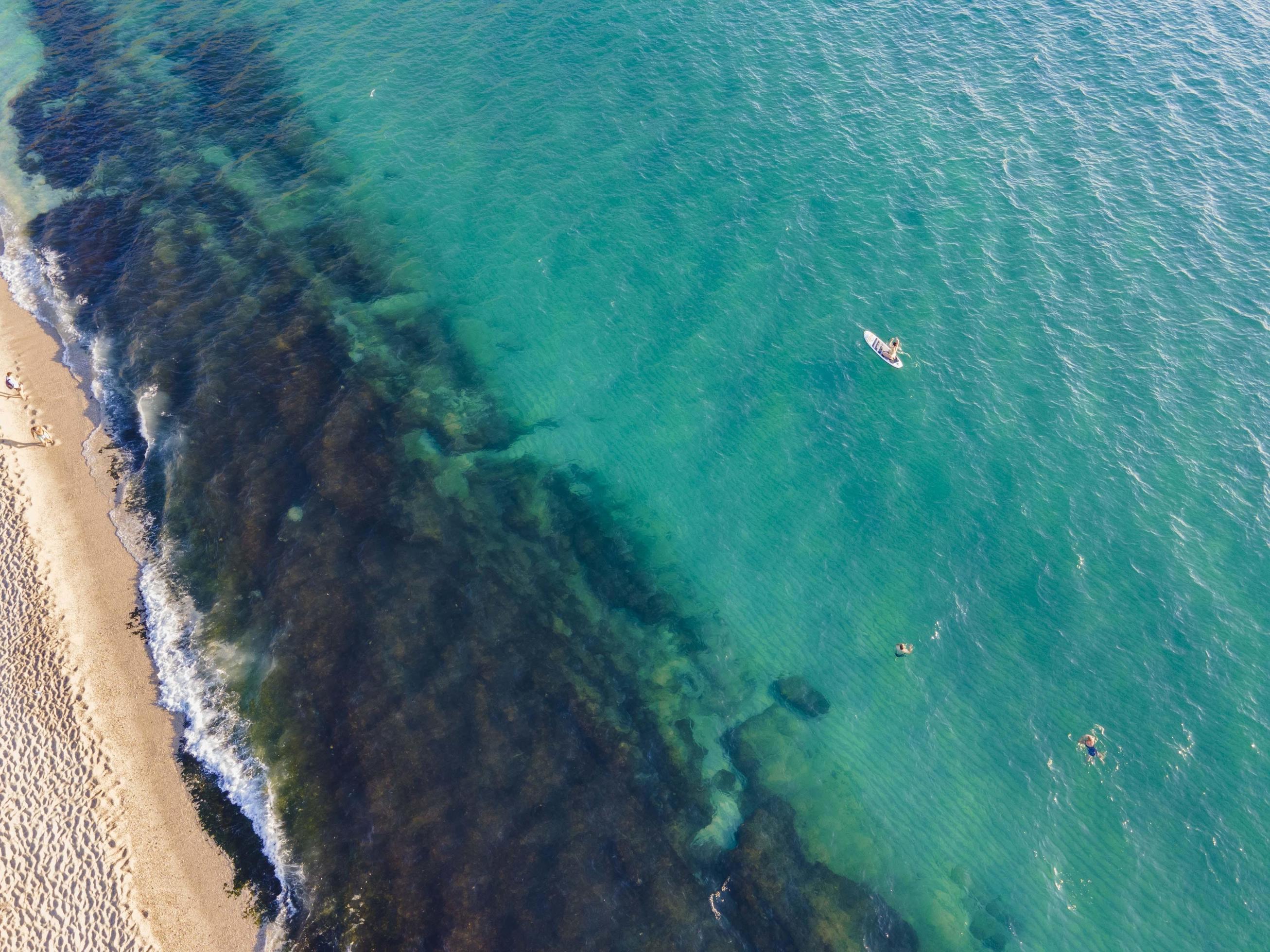 world famous Alanya Cleopatra beach. aerial photo of the beach. amazing summer vacation Stock Free