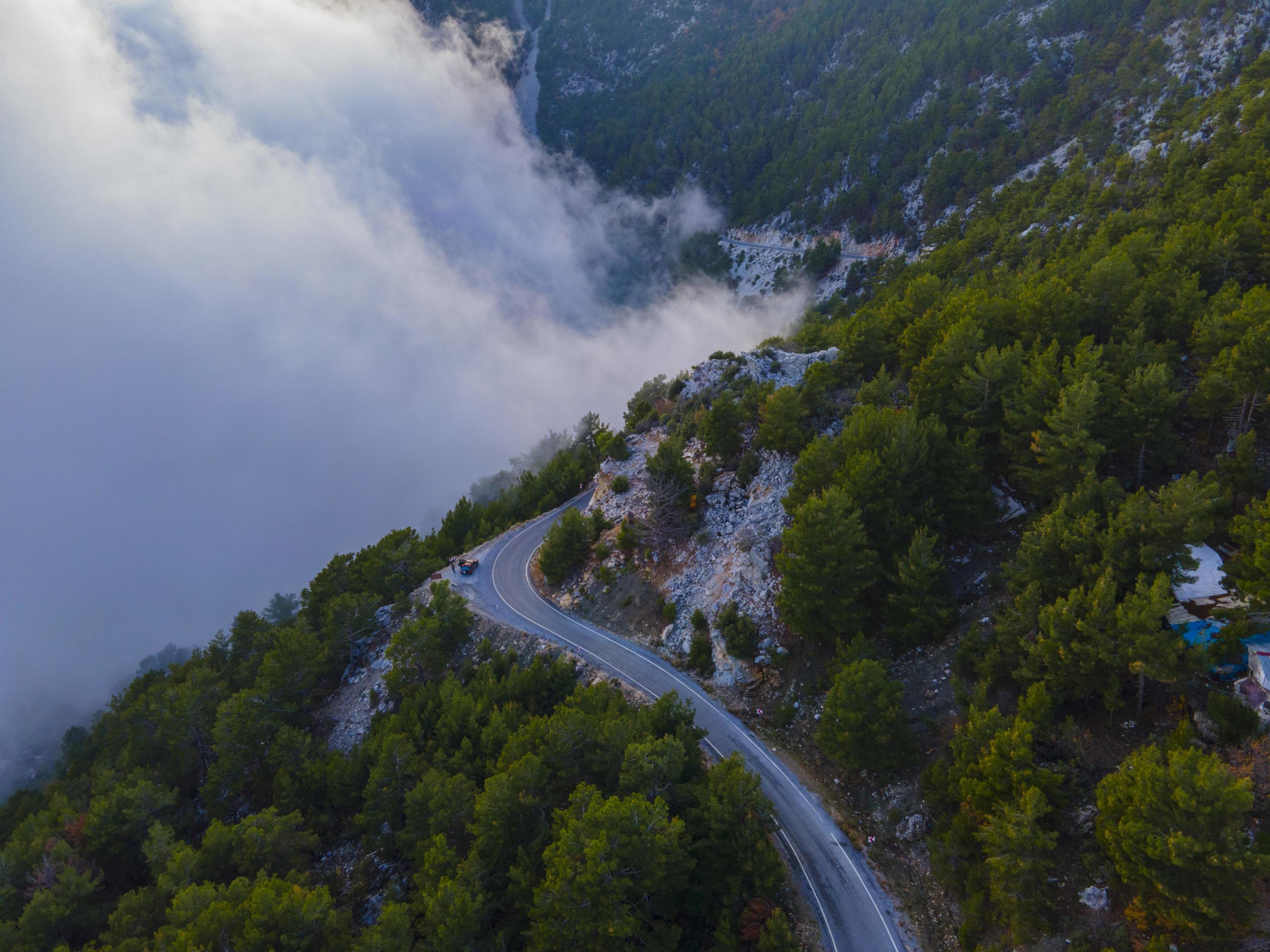 amazing view of cloud and road from aerial in nature Stock Free