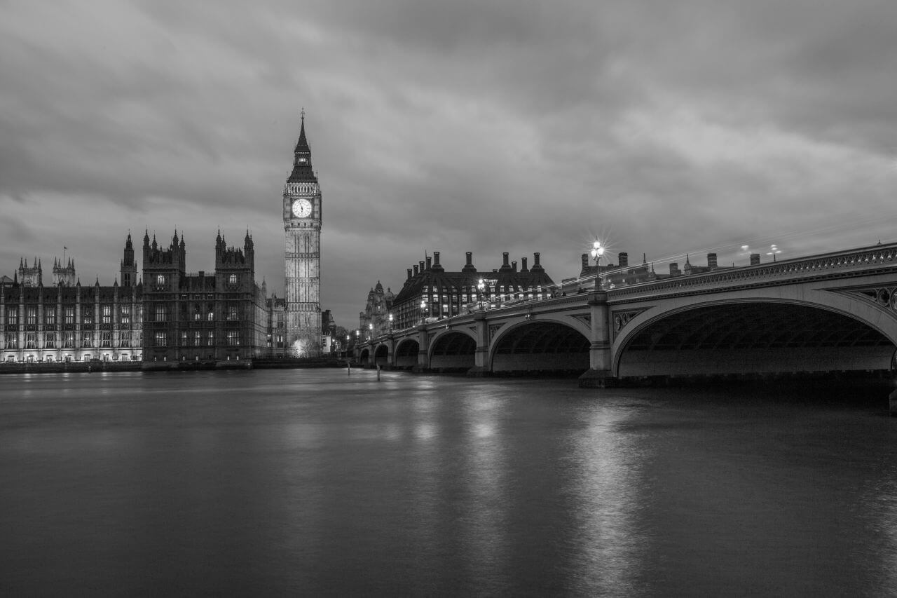 Big Ben at Night in Black and White Stock Free