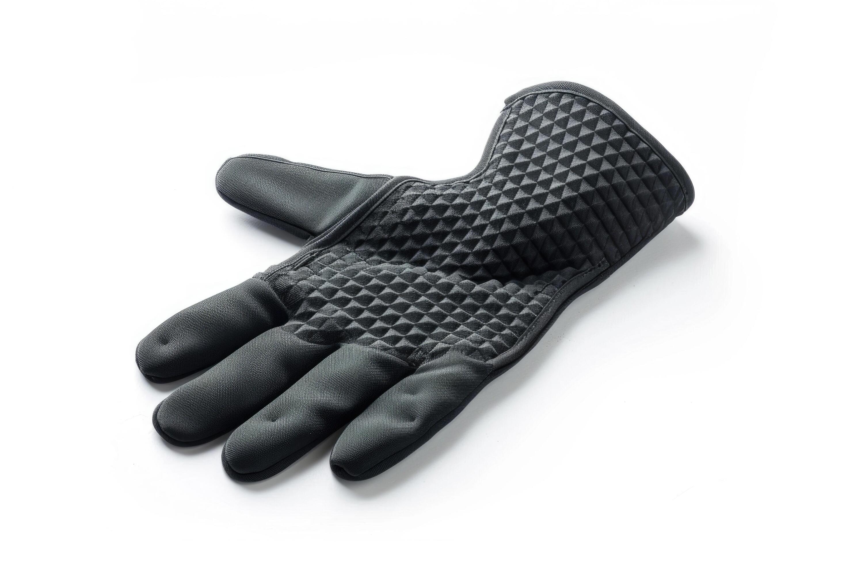 
									Black silicone oven mitt on a white background. Stock Free