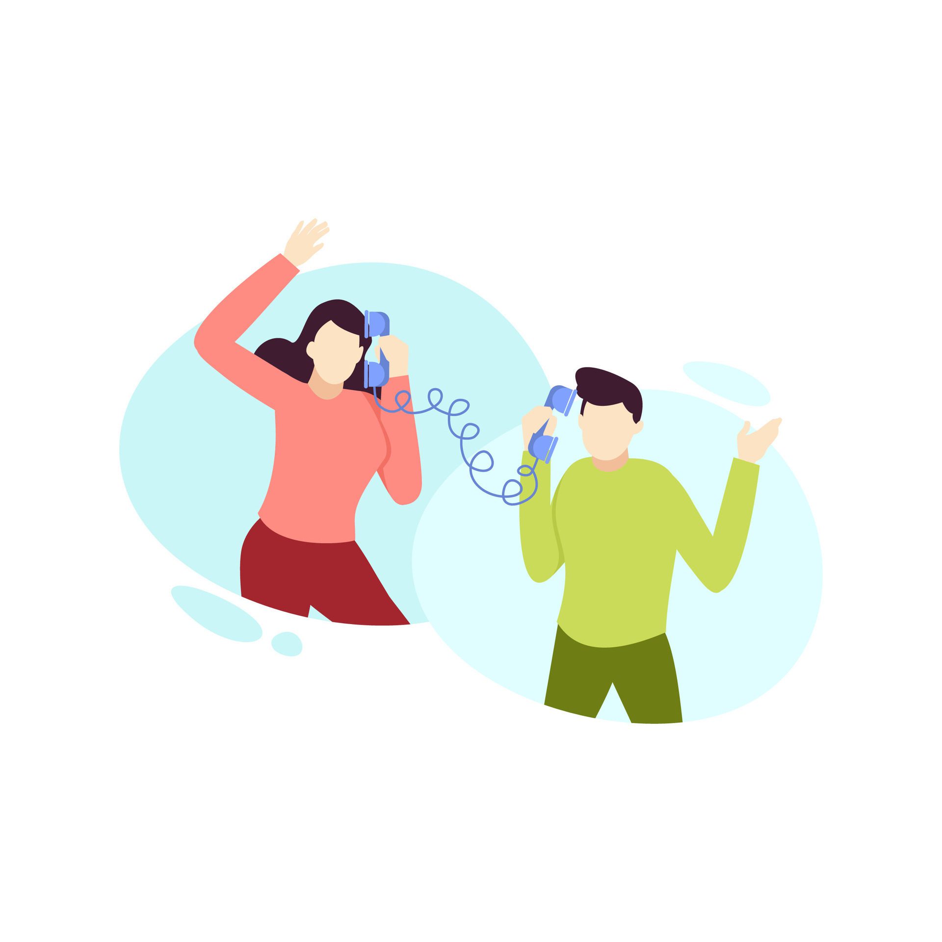 man and woman couple talking on the phone love dating people character flat design vector illustration Free Vector and Free SVG