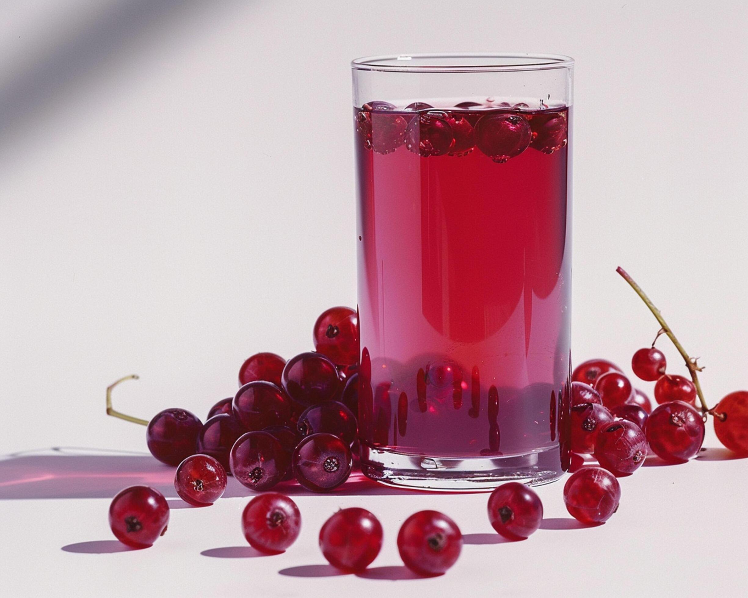 a glass of red currant juice Stock Free