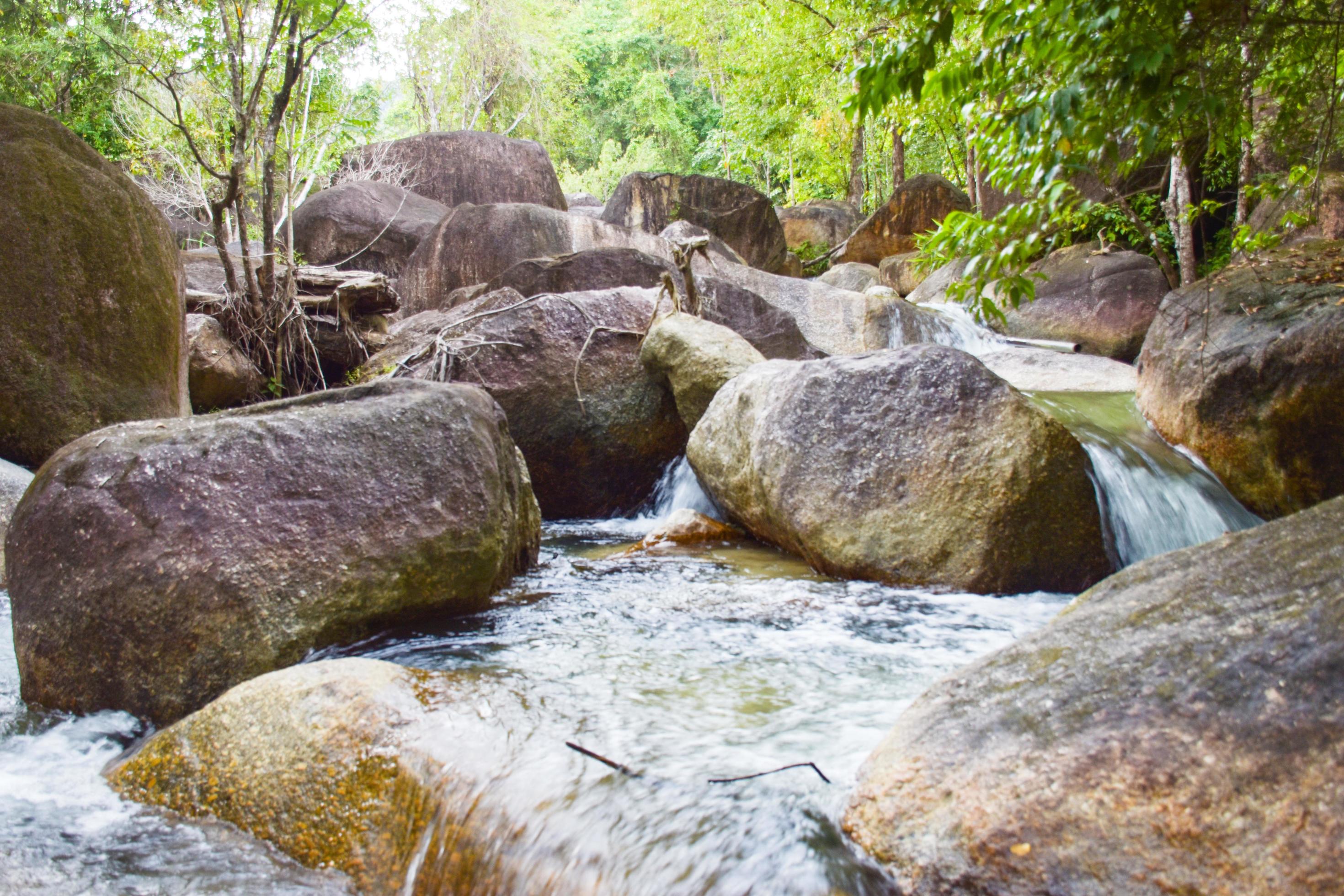 
									sunlight beauty nature and rock waterfall in south Thailand Stock Free