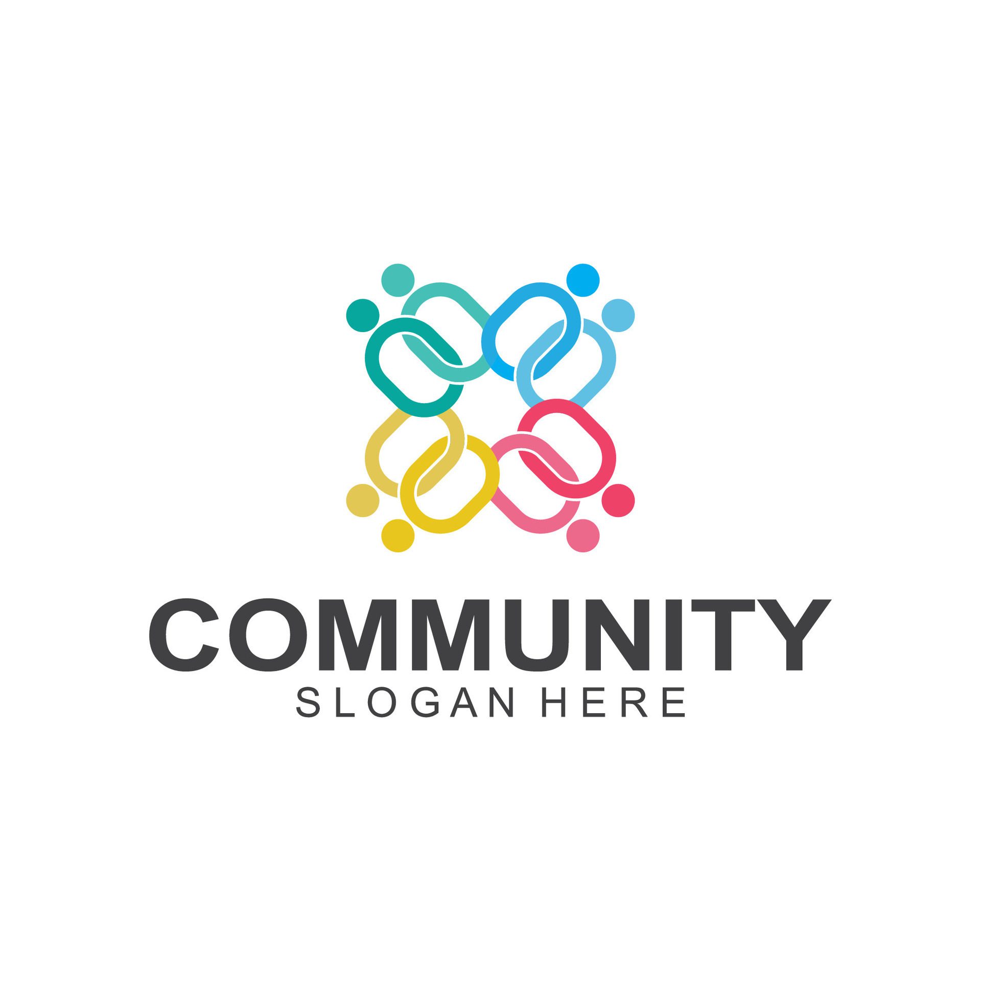 Community logos people check. Logos for teams or groups and companies design Free Vector