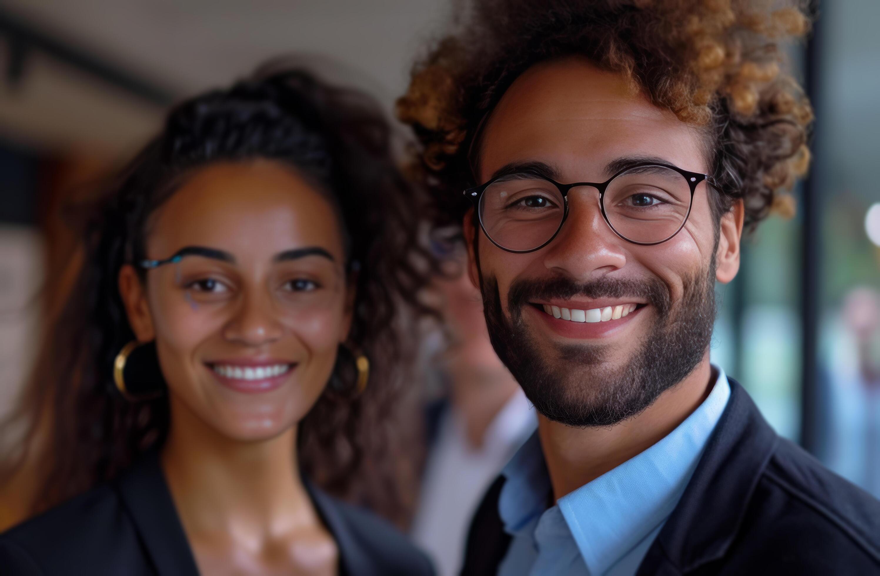 AI generated two business men and women smiling Stock Free