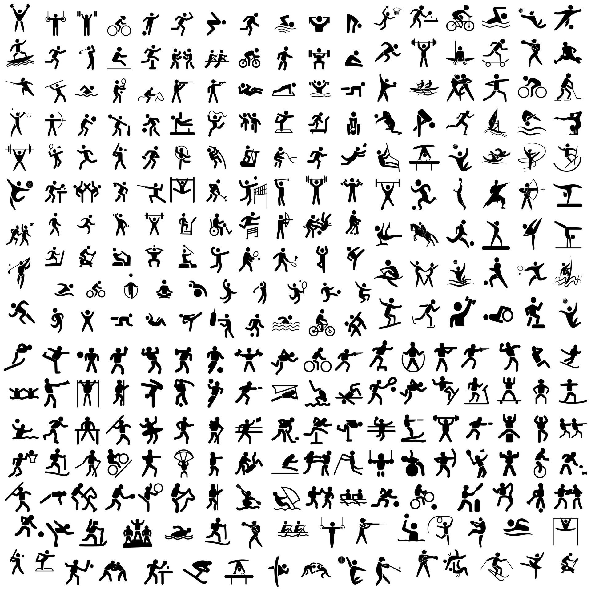 Sports icon set. Shapes Sports, Sports icon collection, Active lifestyle people and icon set, runners active lifestyle icons. Free Vector