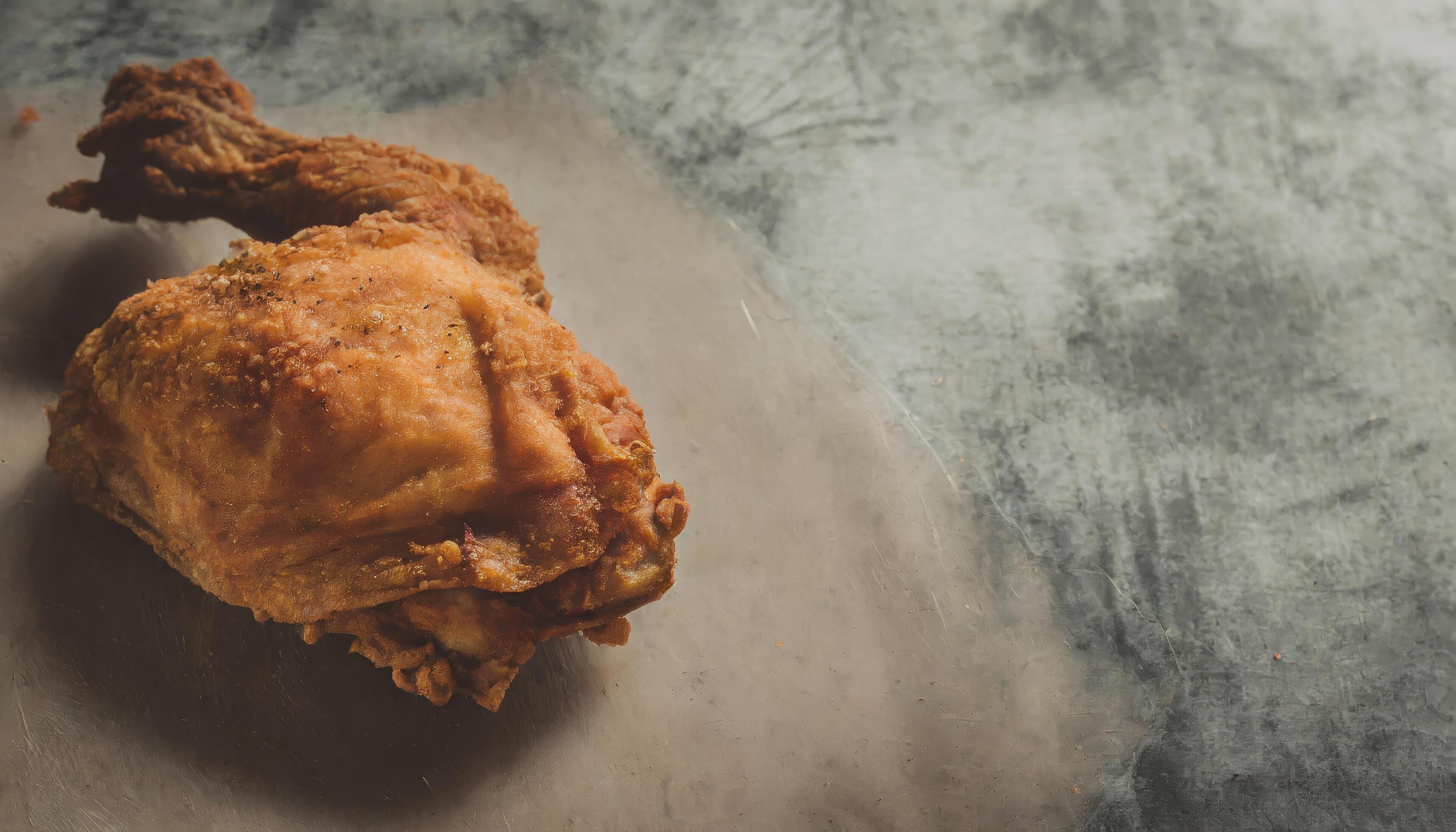 Copy Space image of Classic Southern Fried Chicken on dark background. Stock Free