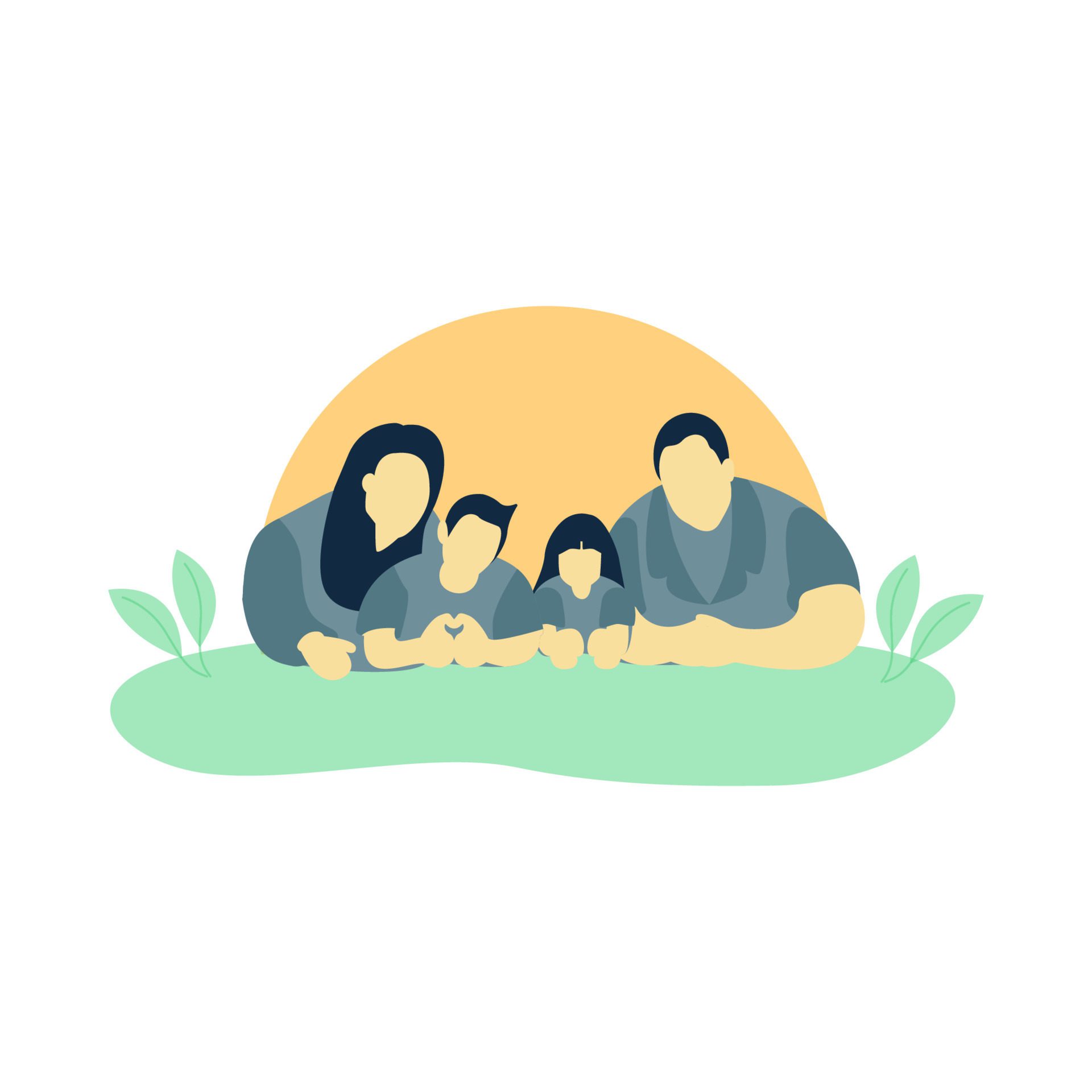 Happy Family Flat Design Vector Free Vector