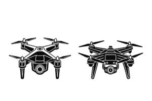 Ai Generated-Drone silhouette, white background Free Vector