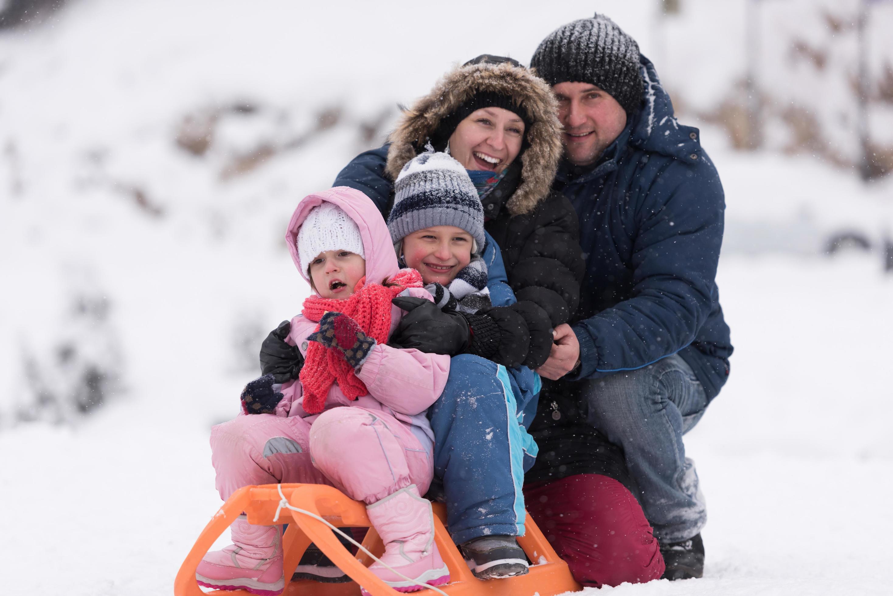 family portrait on winter vacation Stock Free