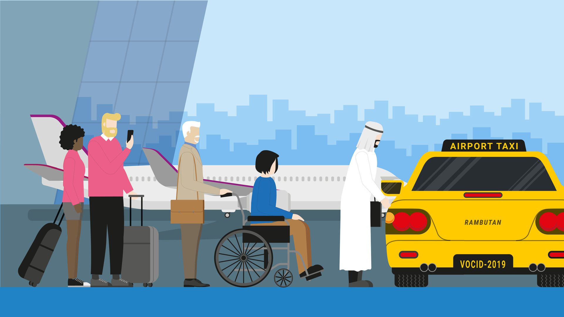 International airport. Travel concept of Diversity people Free Vector