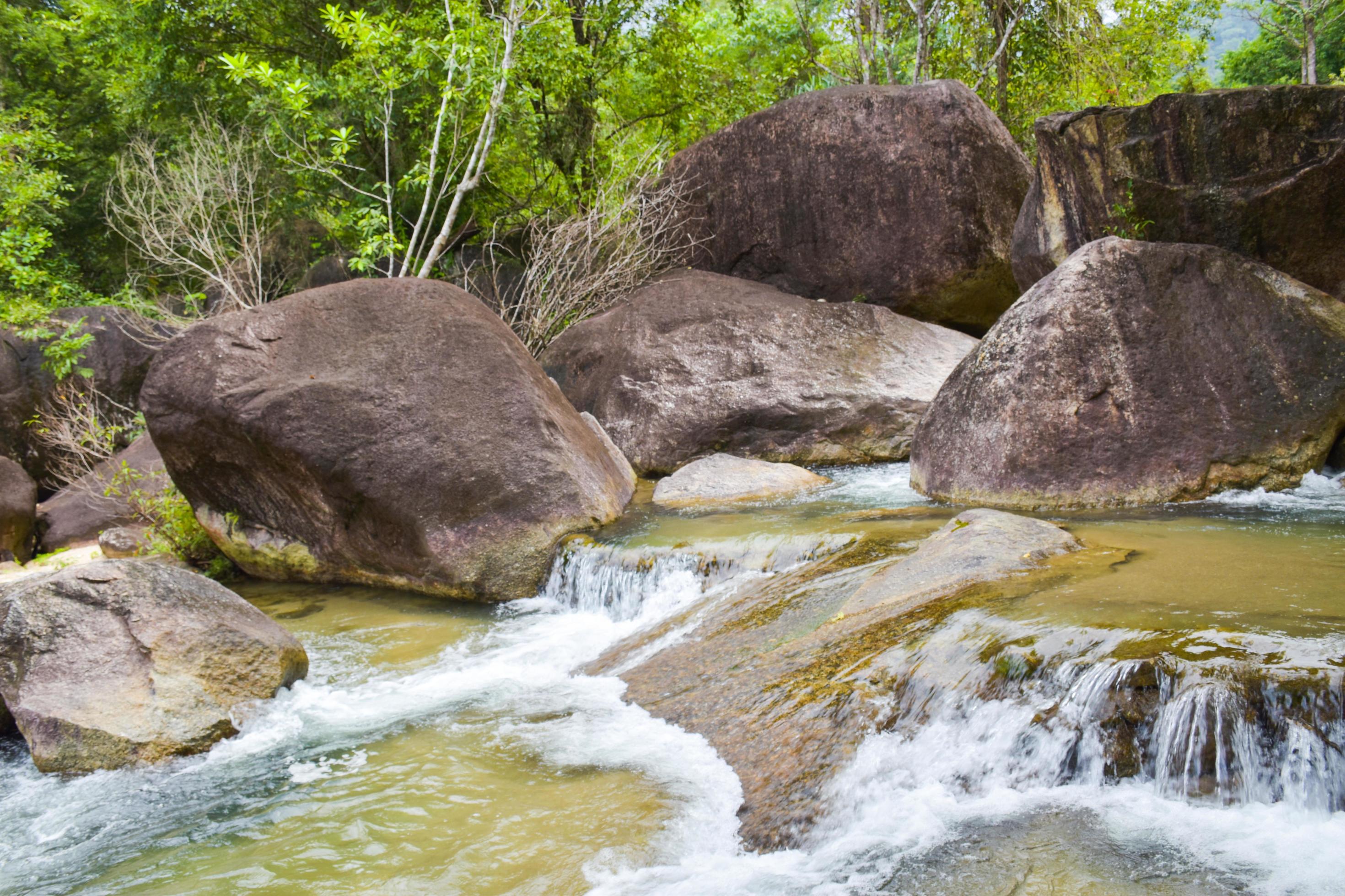 waterfal beauty nature and rock stone in south Thailand Stock Free