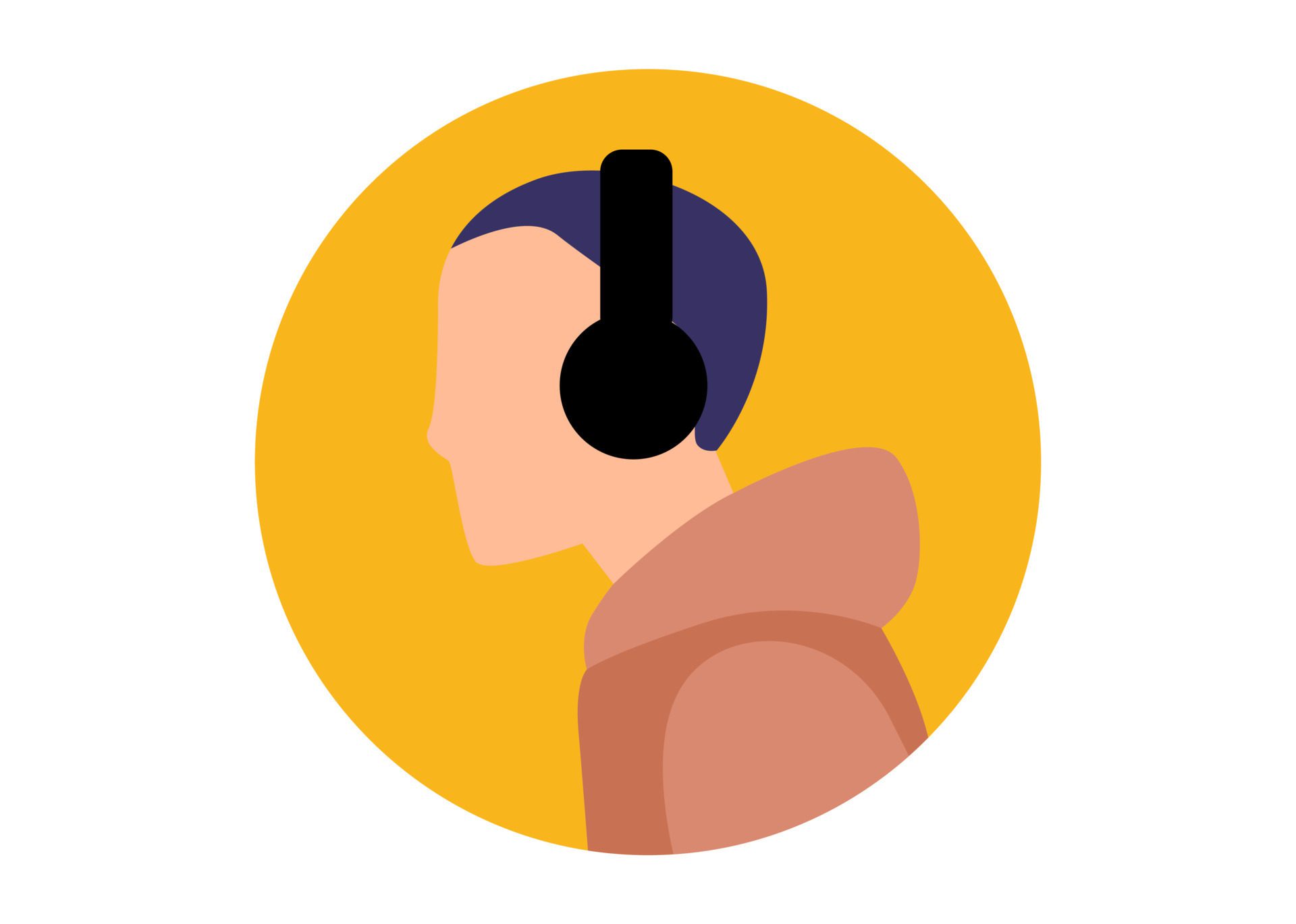 male face illustration design using a headset Free Vector and Free SVG