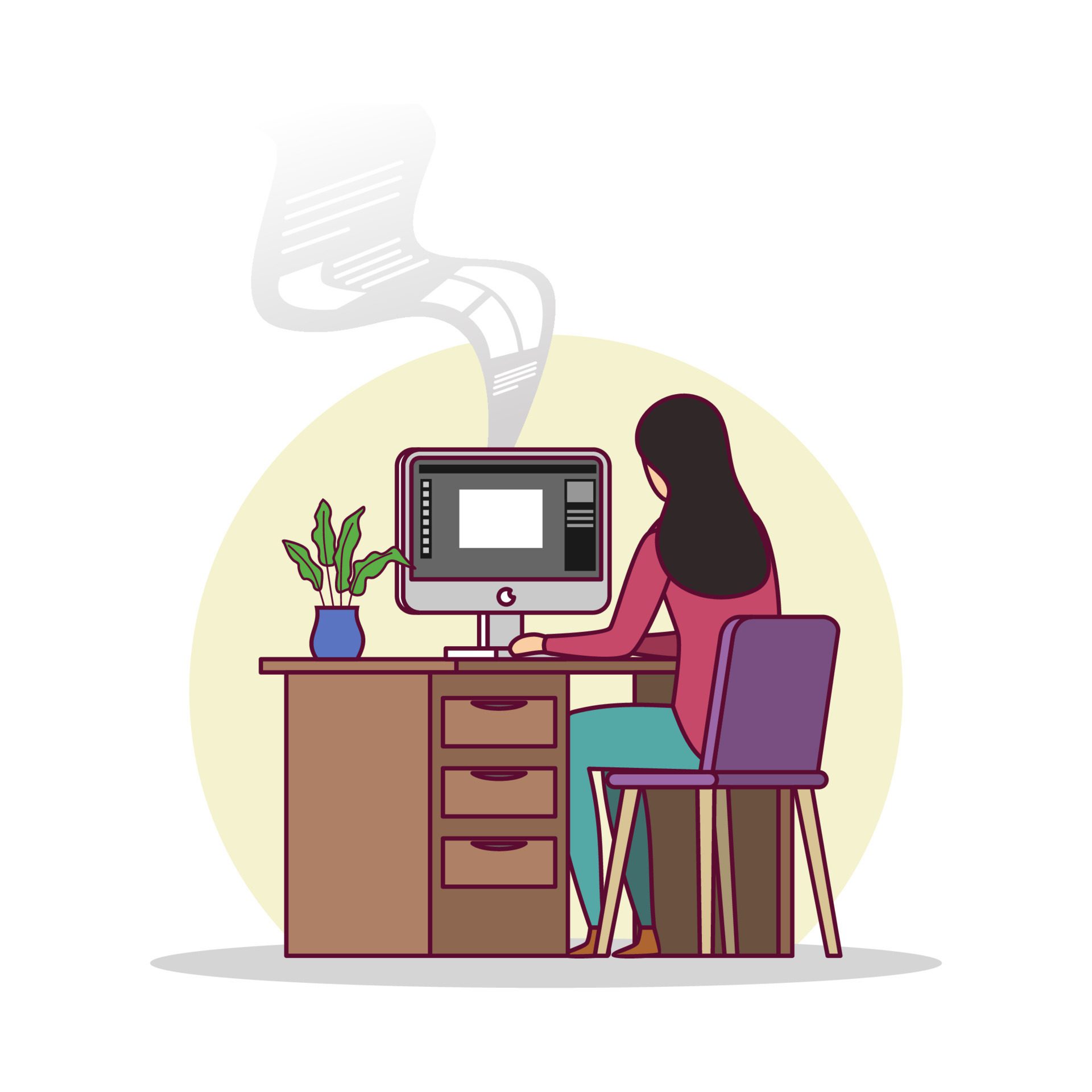 Office worker flat vector illustration Free Vector and Free SVG