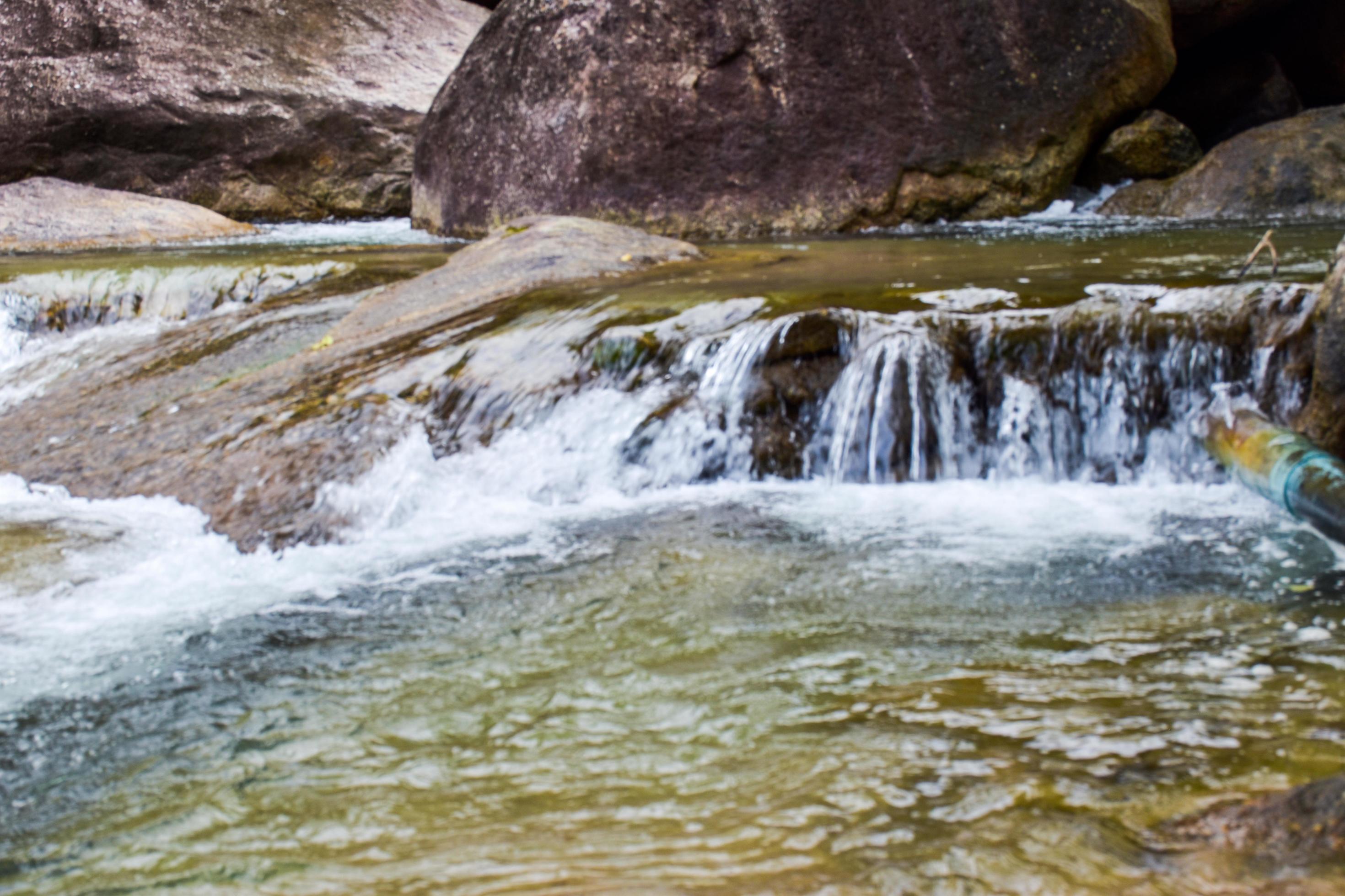 waterfal beauty nature and rock stone in south Thailand Stock Free