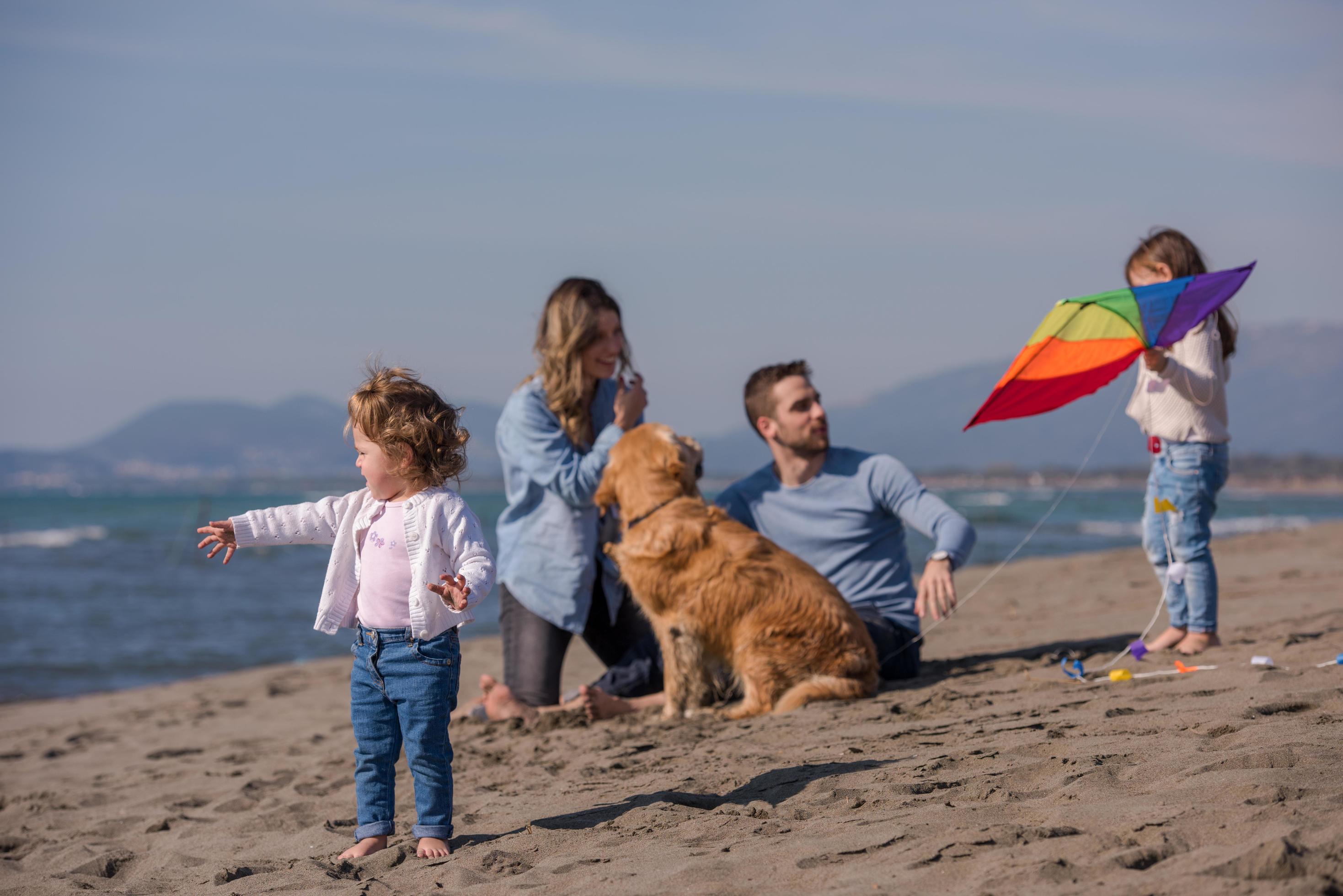 happy young family enjoying vecation during autumn day Stock Free