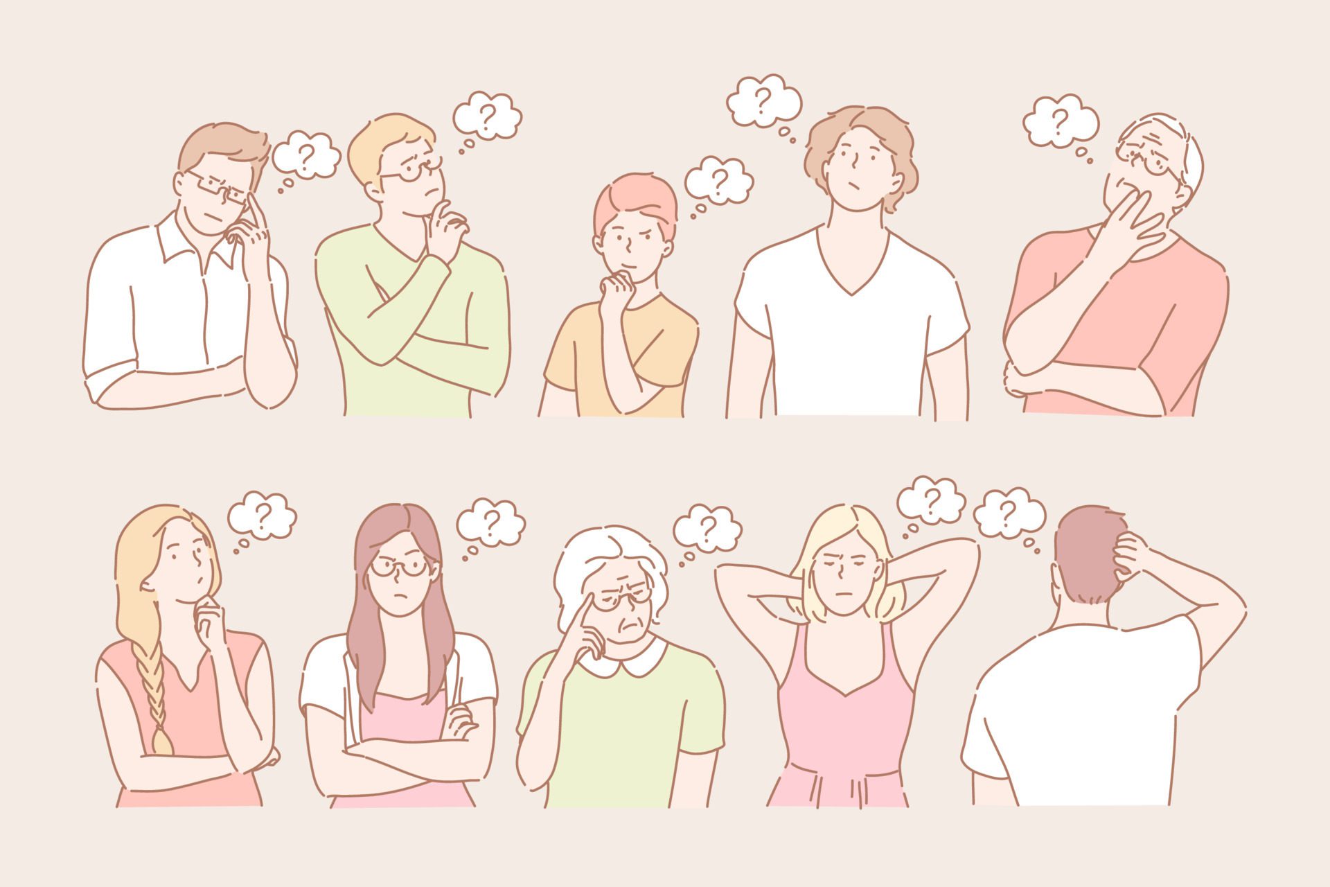 Set of thinking people concept Free Vector