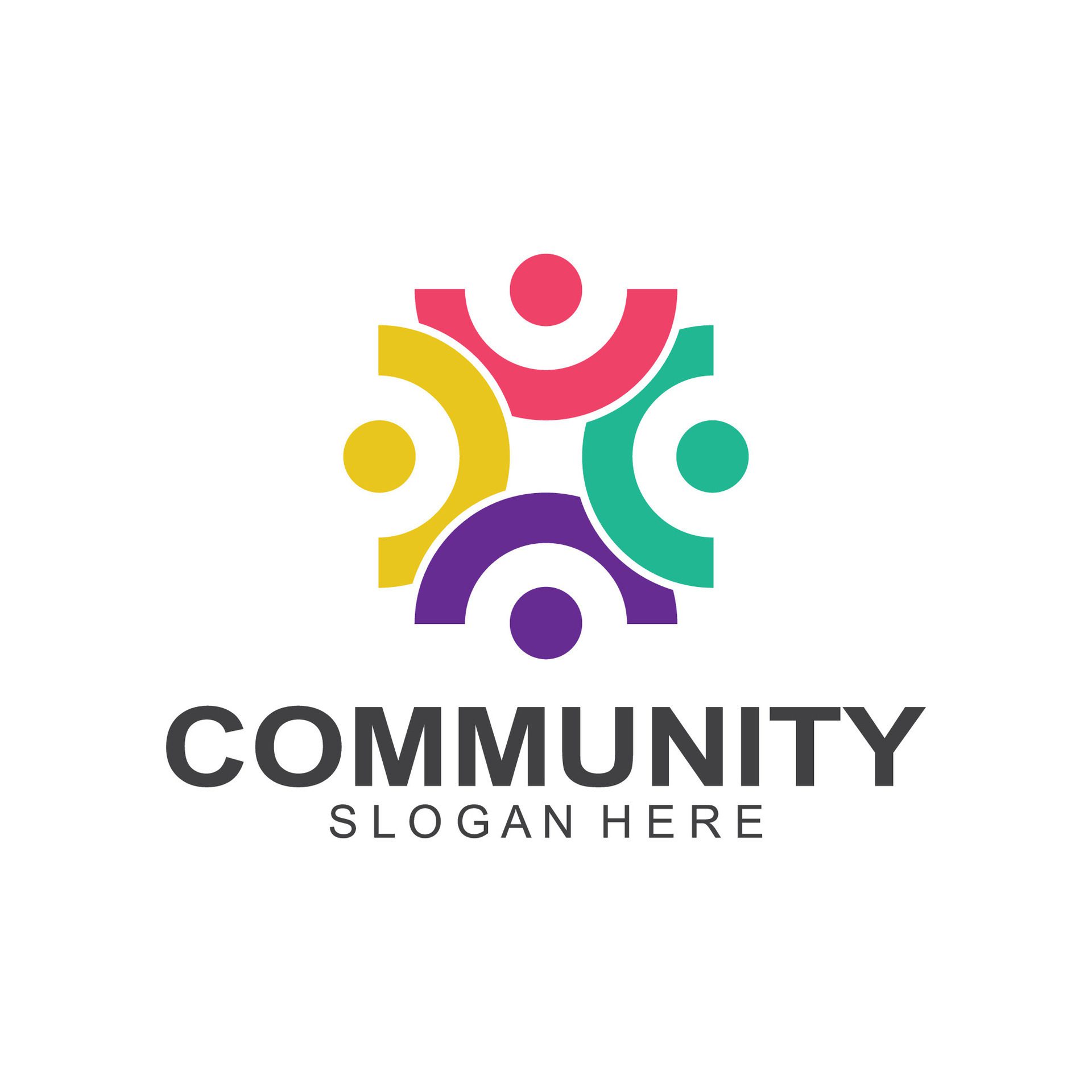 Community logos people check. Logos for teams or groups and companies design Free Vector