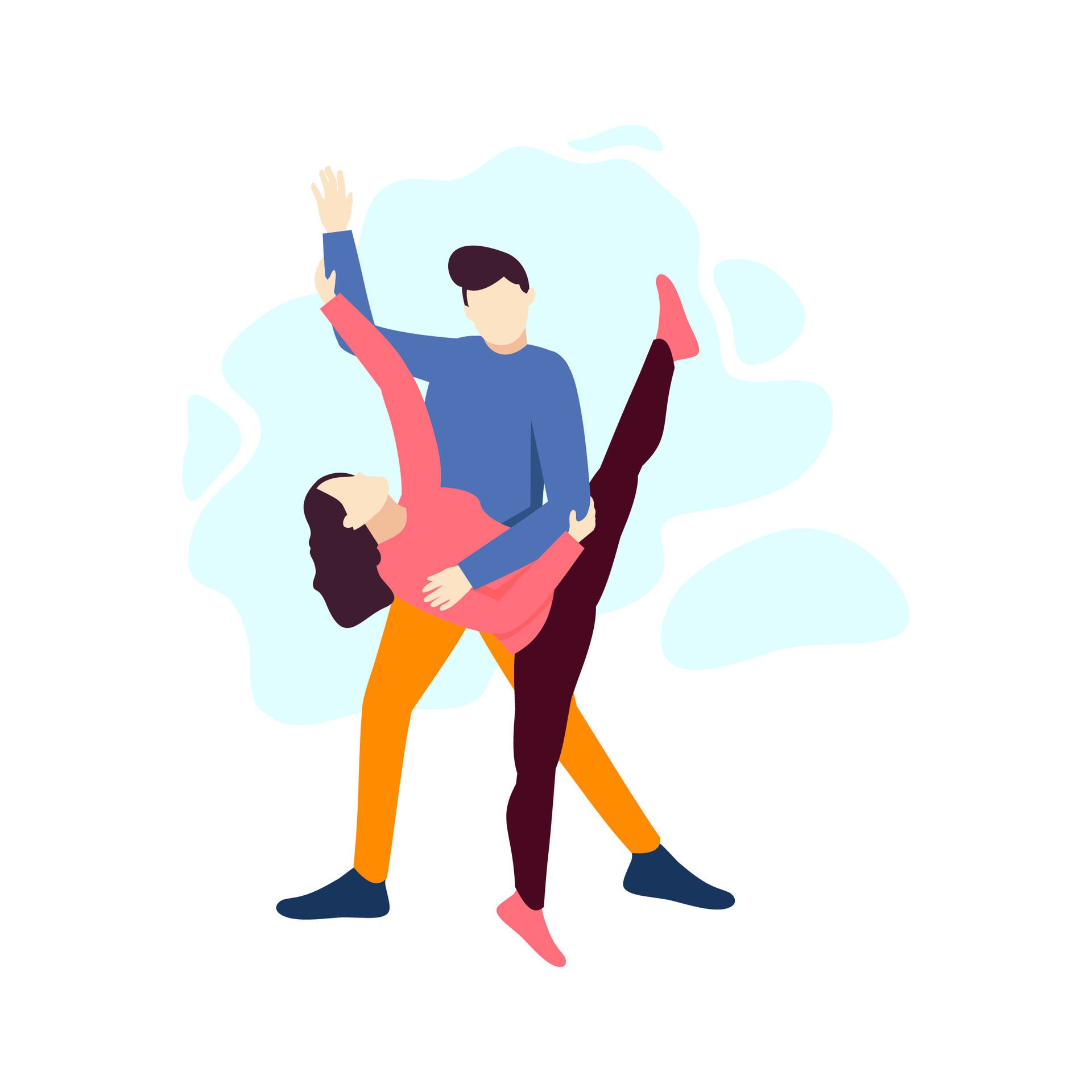 man and woman dance together couple love people character flat design vector illustration Free Vector and Free SVG