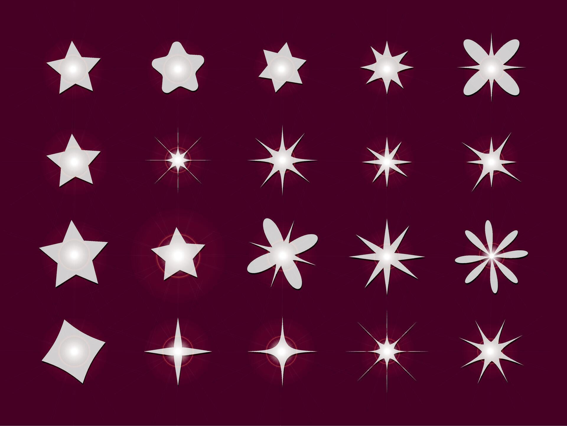 
									Set of sparkling stars collection Stock Free