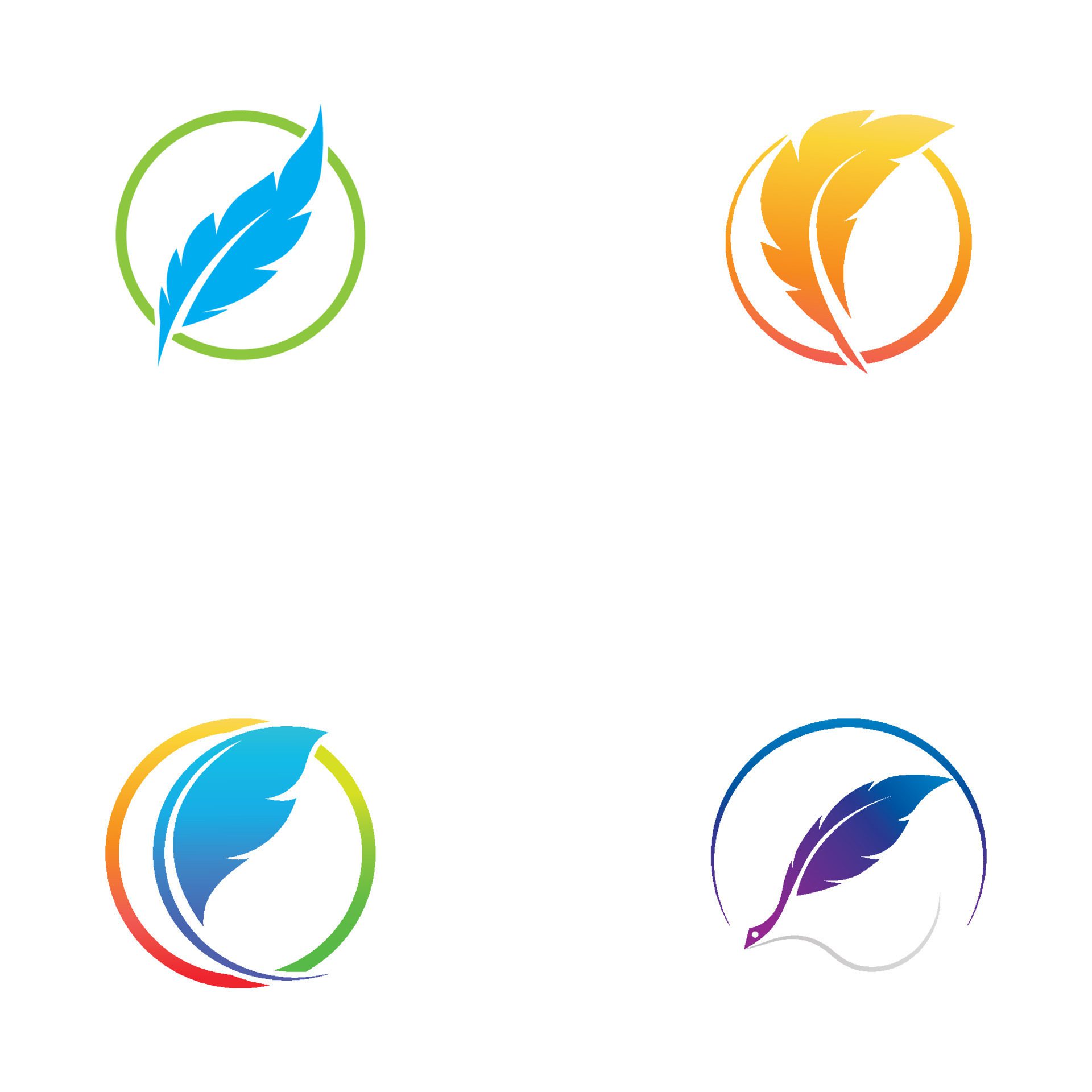 feather pen write sign logo template app icons Free Vector and Free SVG