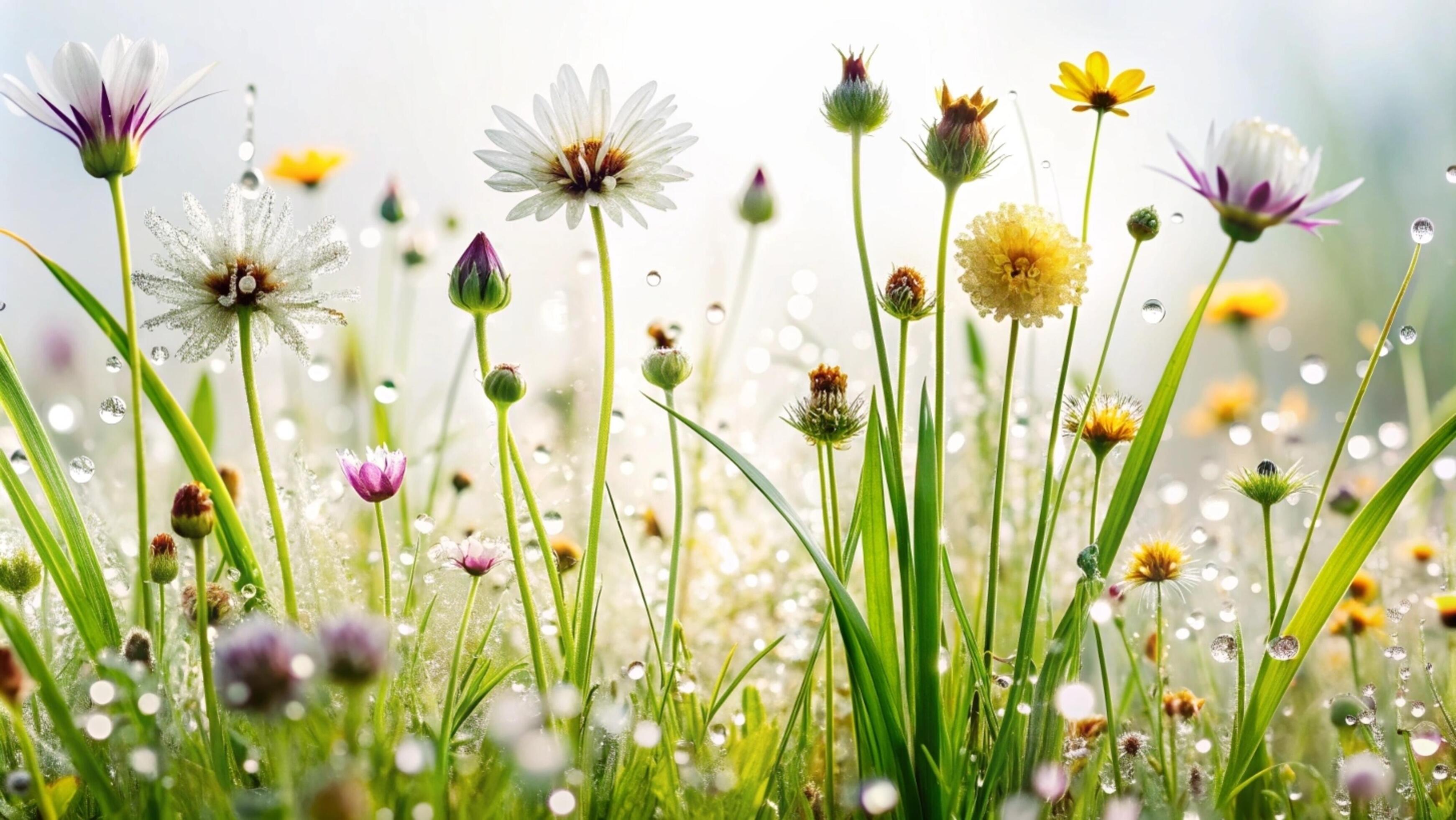 Blooming grass flowers on a white background. Stock Free