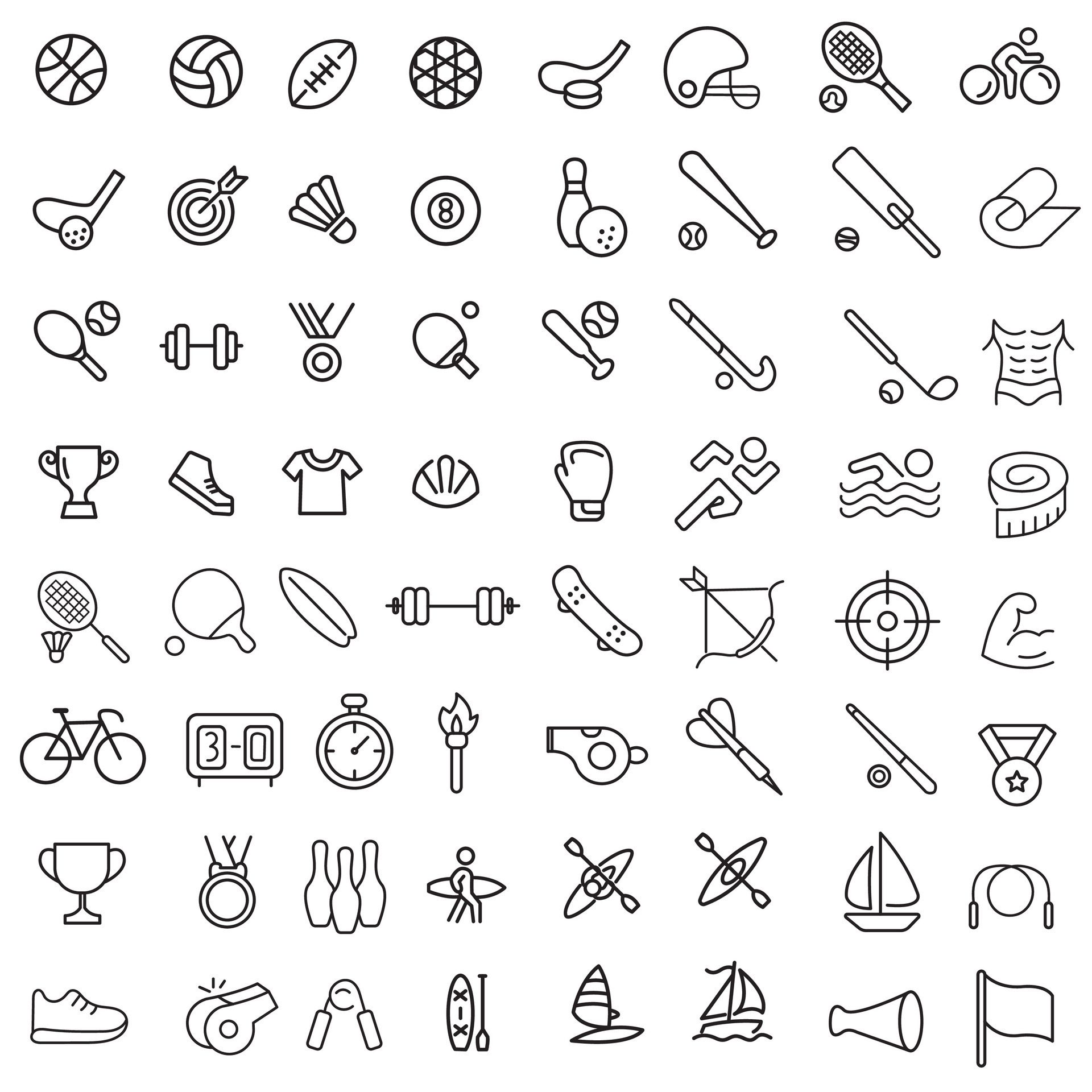 Sports icon set. Shapes Sports, Sports icon collection, Active lifestyle people and icon set, runners active lifestyle icons. Free Vector