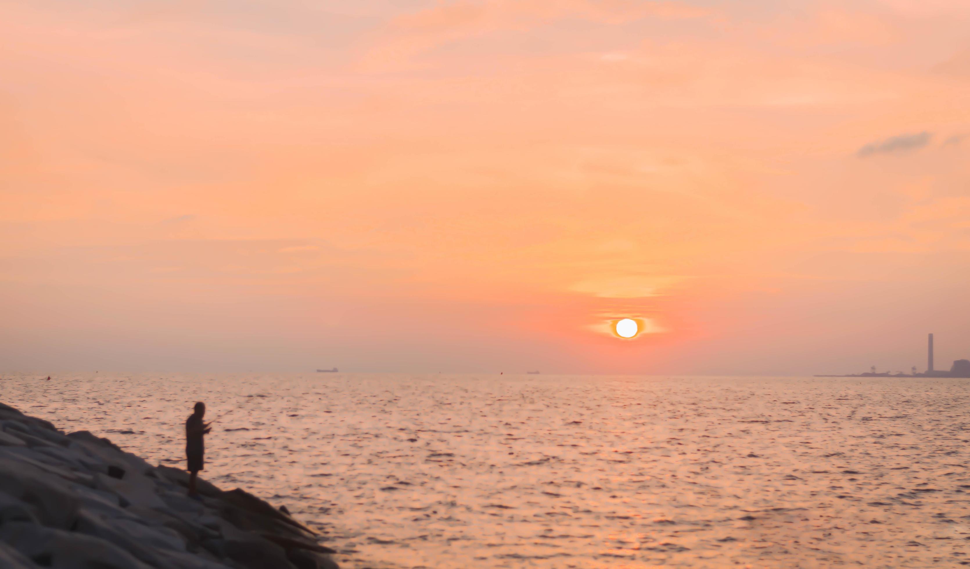 beautiful sunset on the sea in the evening Stock Free