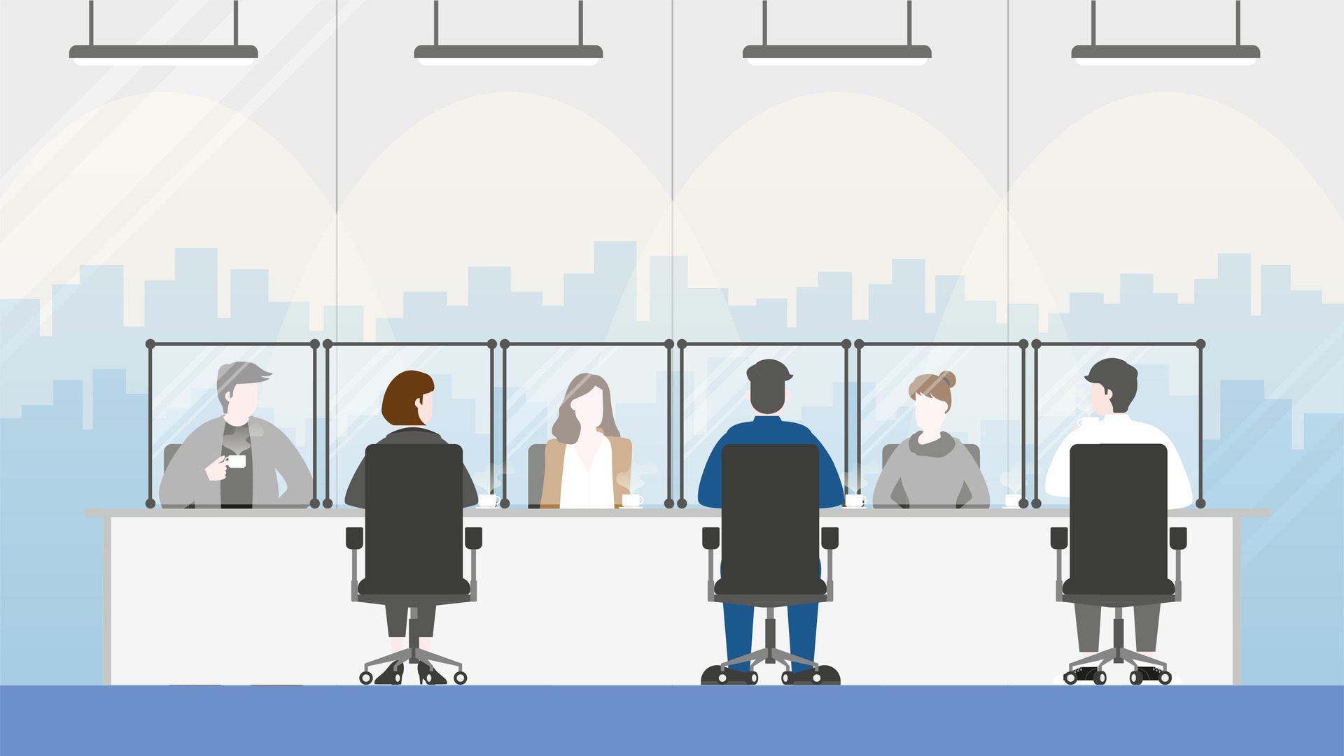 Group of business people meeting in office conference room with new normal lifestyle Free Vector