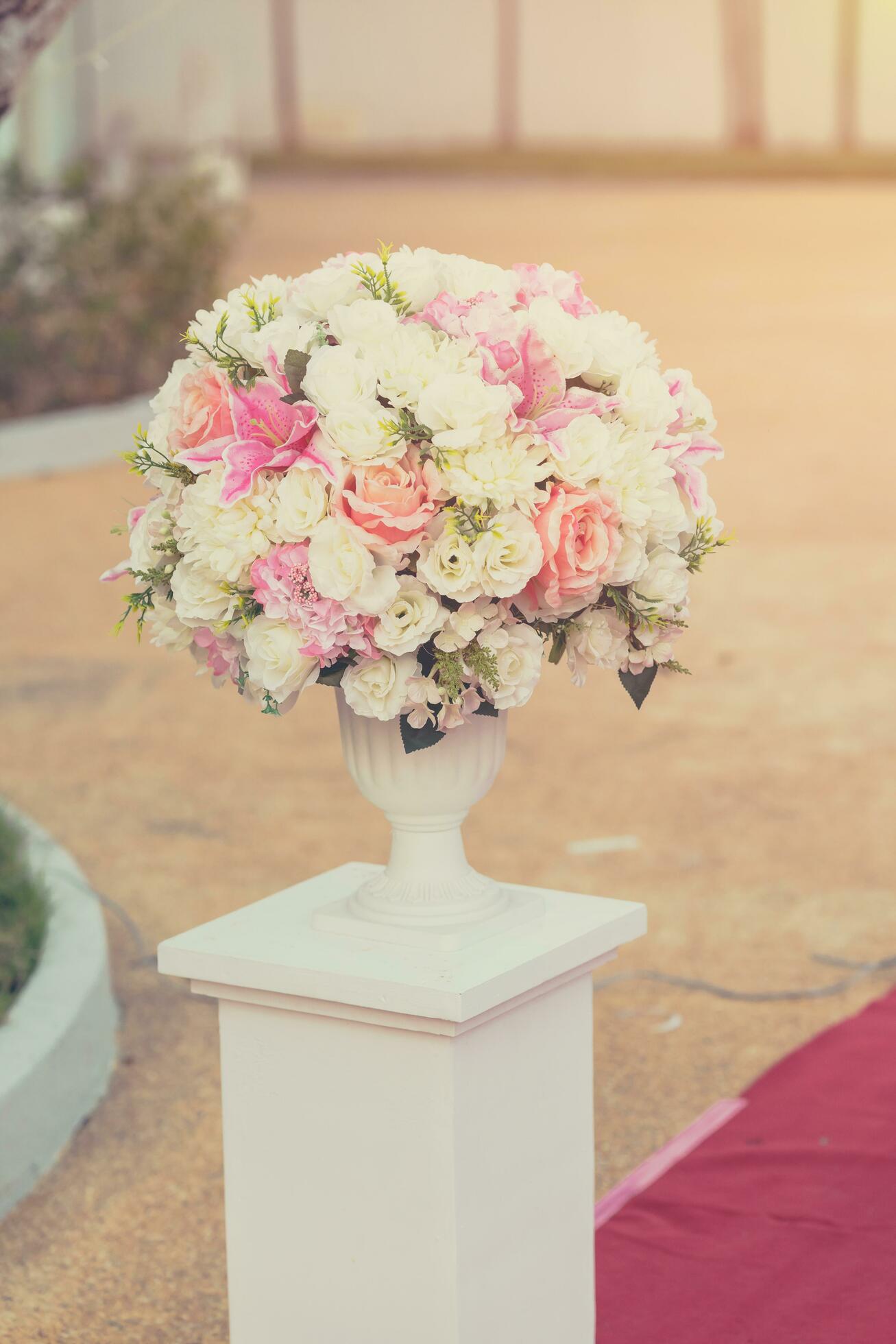 Colorful decoration artificial flower with vintage toned. Stock Free