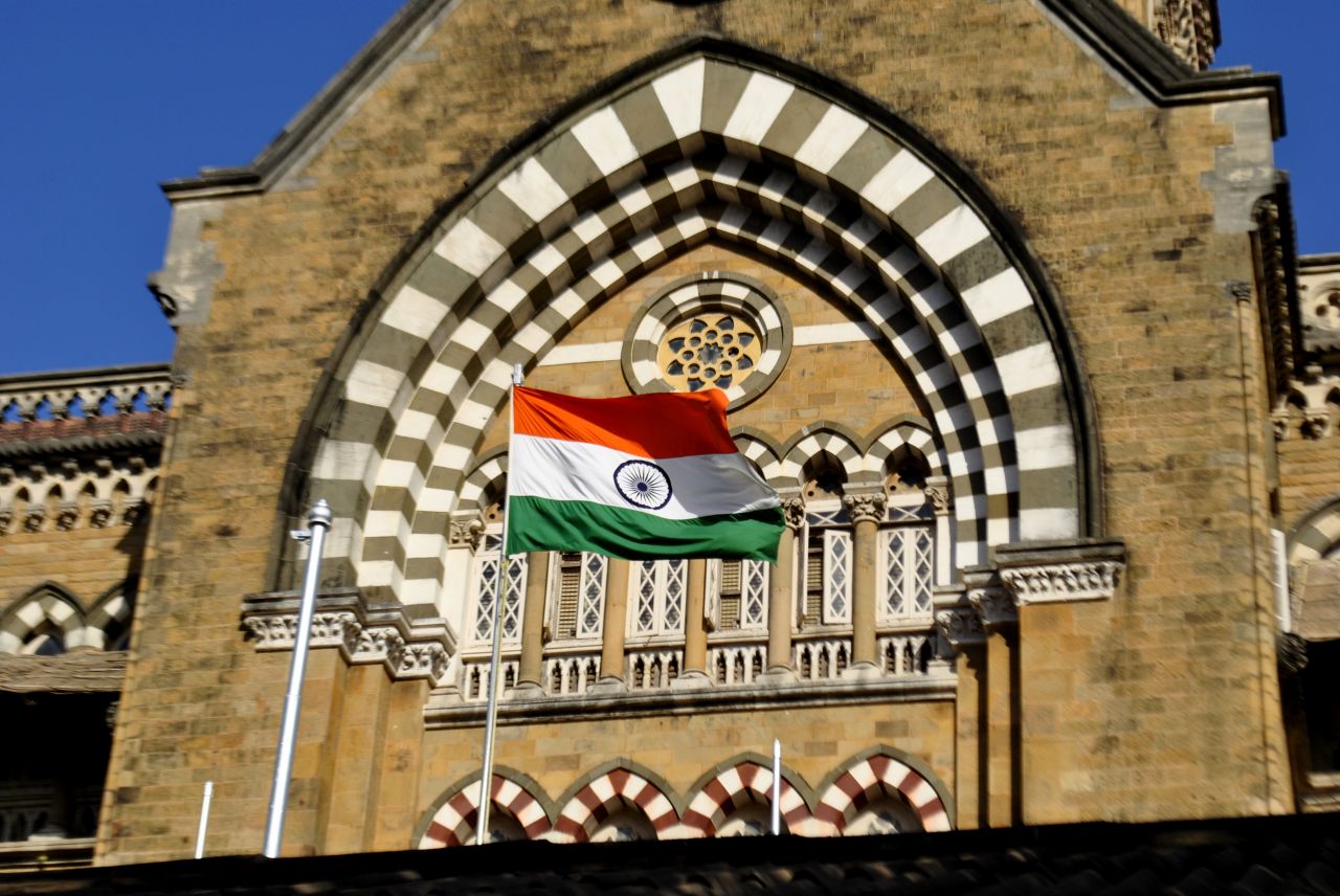 Indian Flag On Building Stock Free