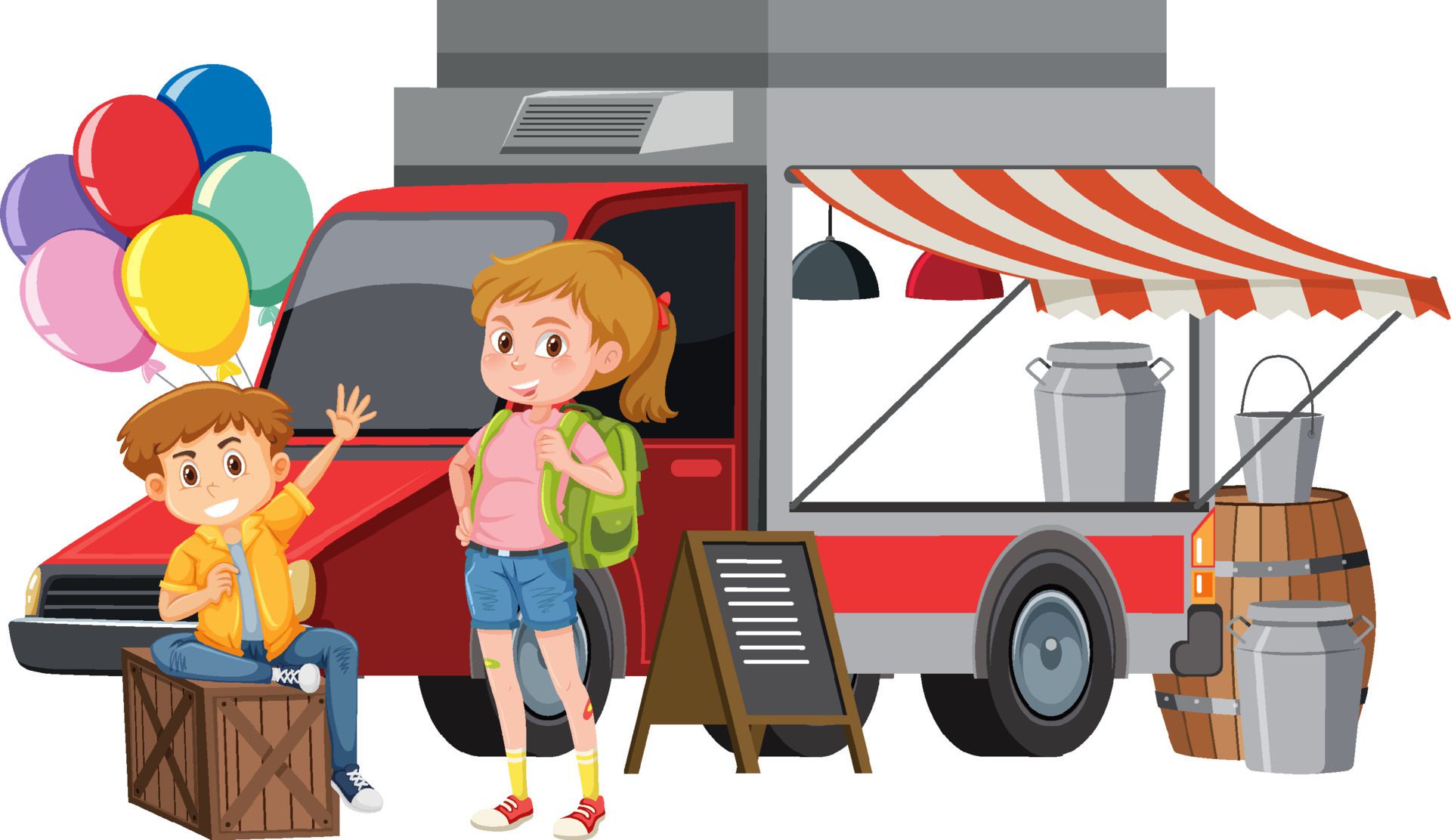 People standing at the food truck Free Vector