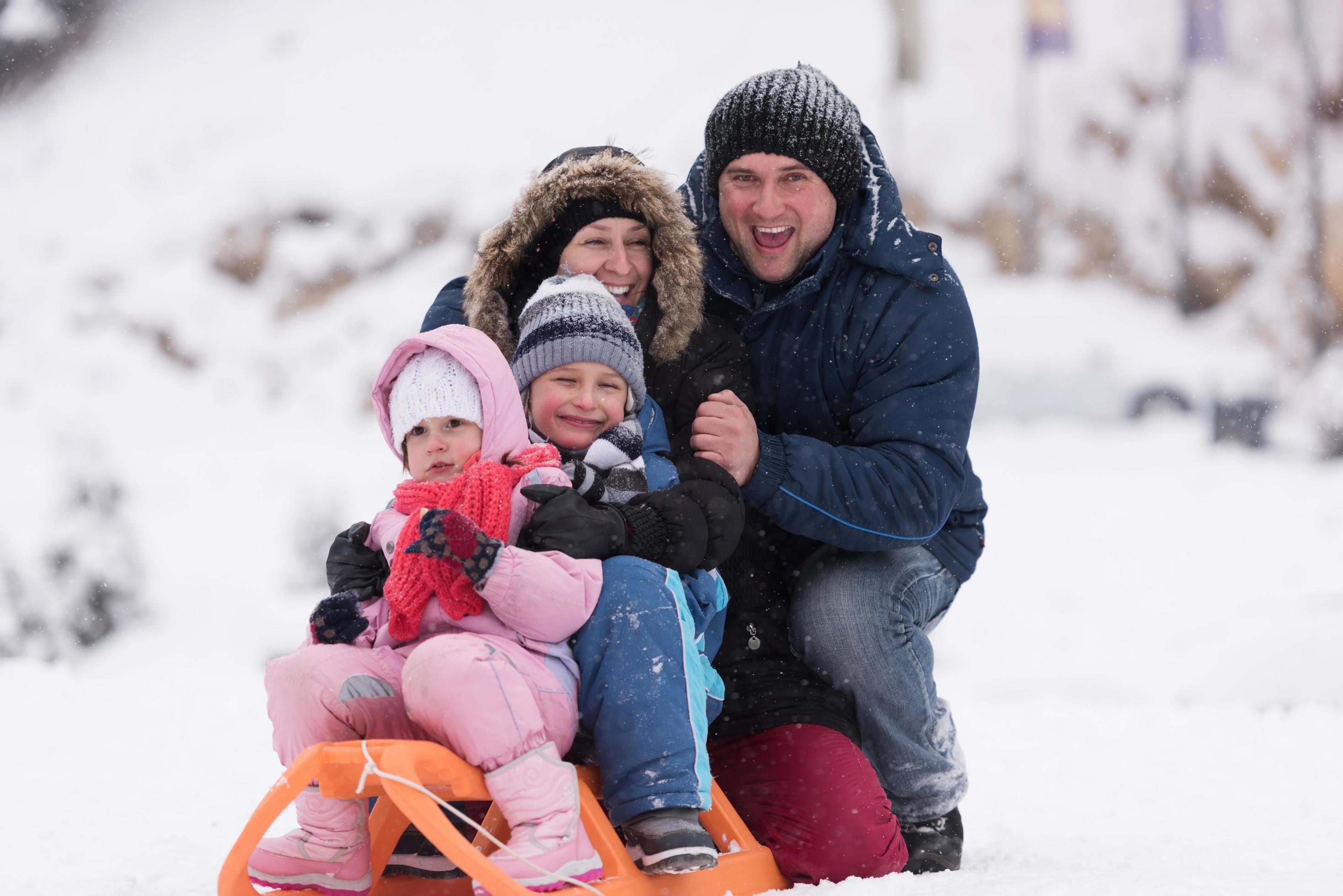 family portrait on winter vacation Stock Free