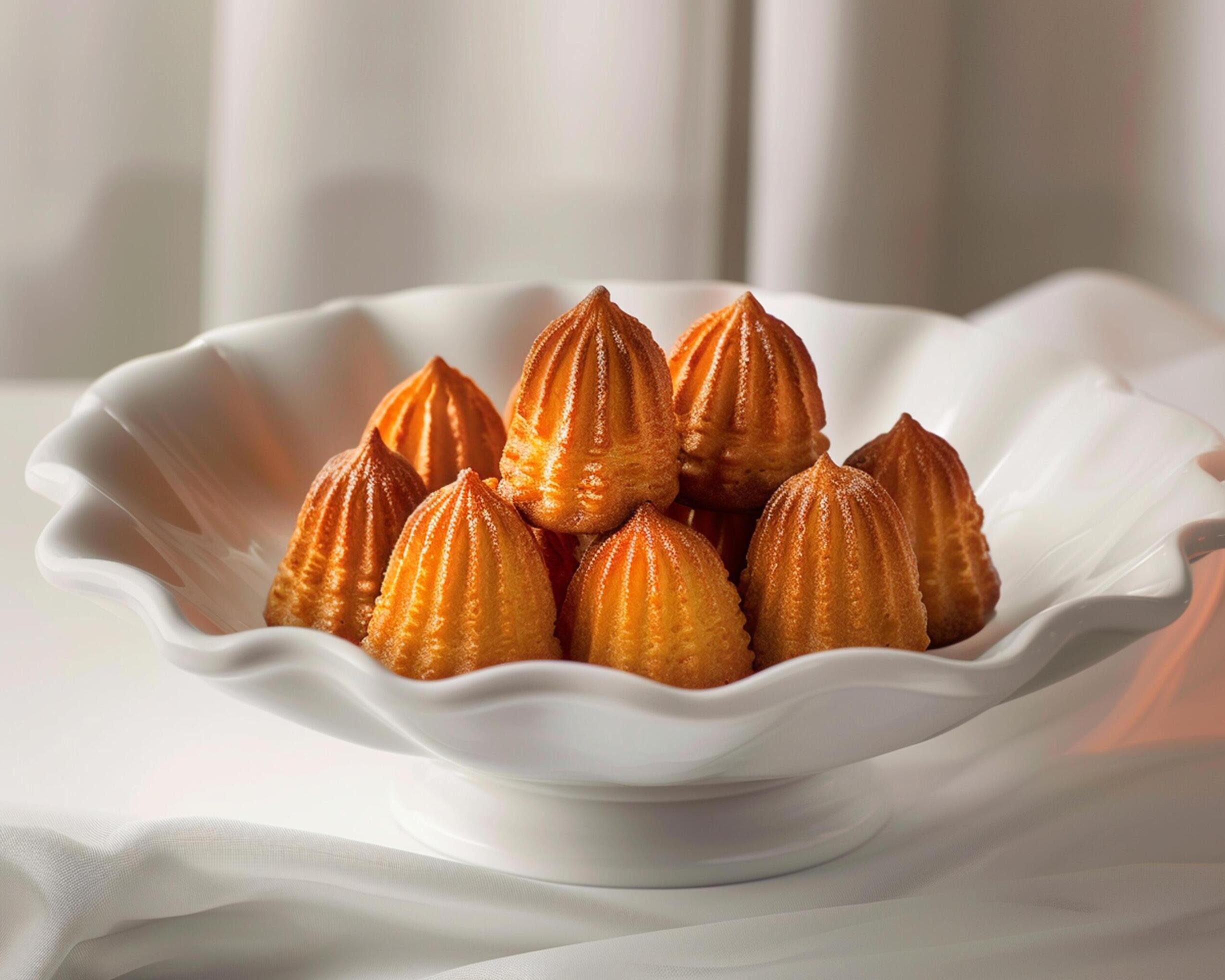 a bowl of small pastries sitting on a table Stock Free