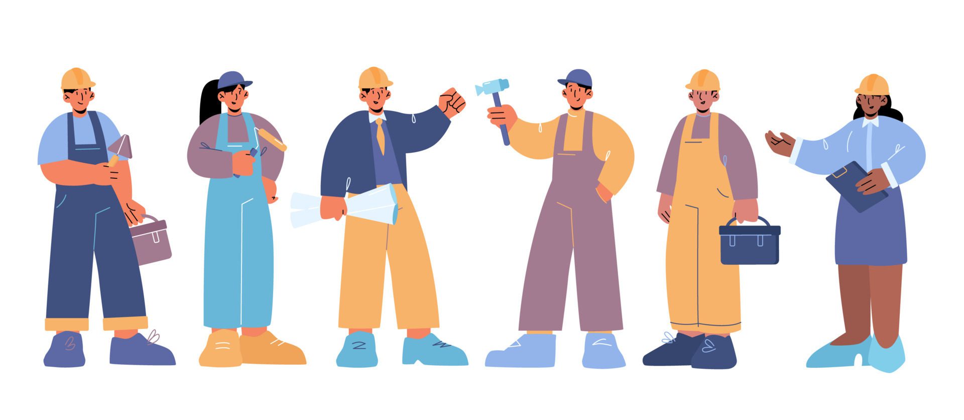 Construction worker, builder, engineer, technician Free Vector