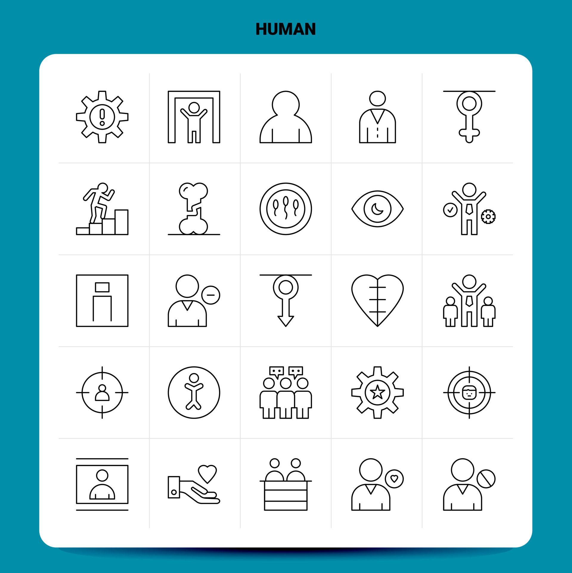 OutLine 25 Human Icon set Vector Line Style Design Black Icons Set Linear pictogram pack Web and Mobile Business ideas design Vector Illustration Free Vector and Free SVG